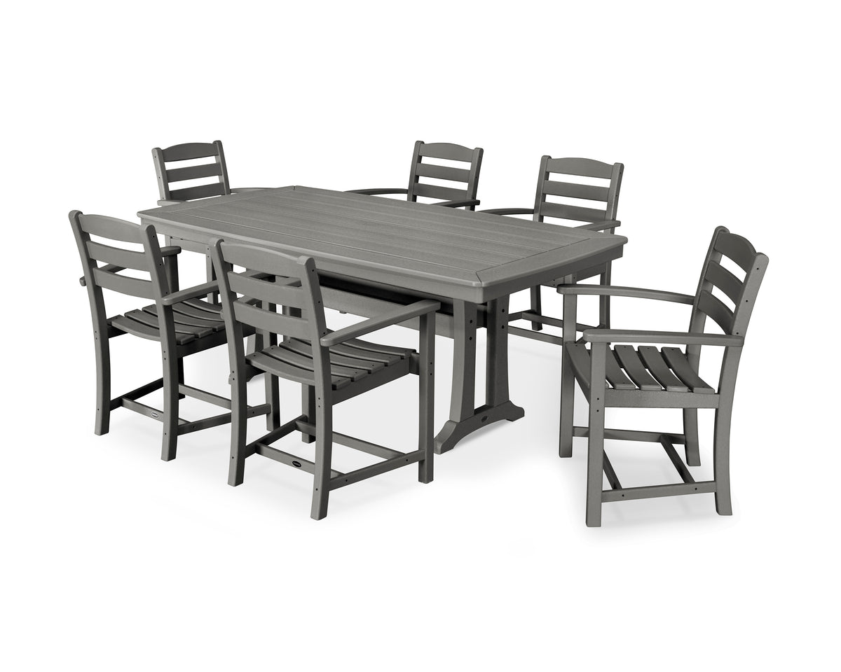 La Casa Café 7-Piece Arm Chair Dining Set with Trestle Legs