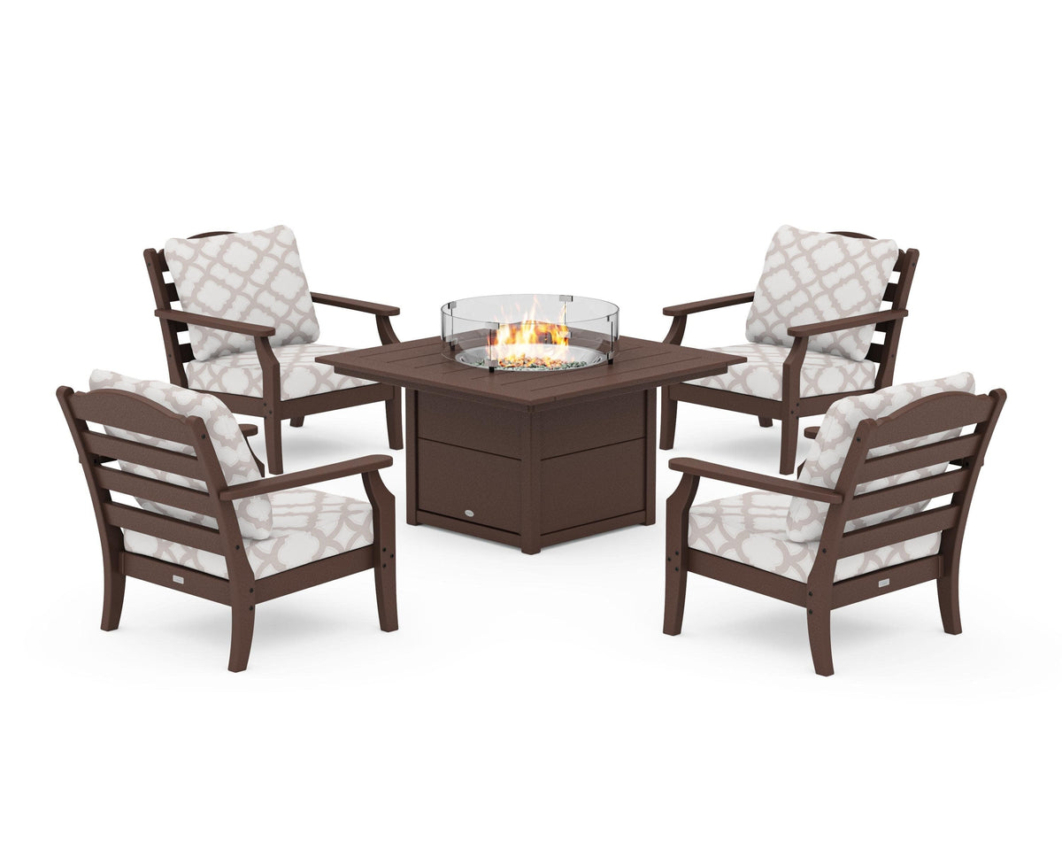 Savannah 5-Piece Deep Seating Set with Fire Pit Table