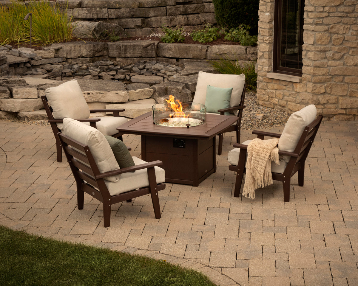 Grant Park 5-Piece Deep Seating Conversation Set with Fire Pit Table