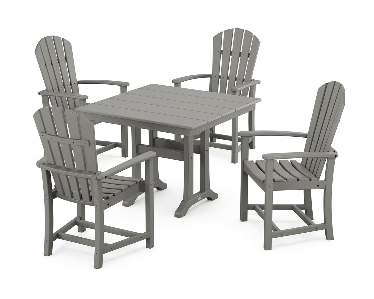 Palm Coast 5-Piece Farmhouse Dining Set With Trestle Legs