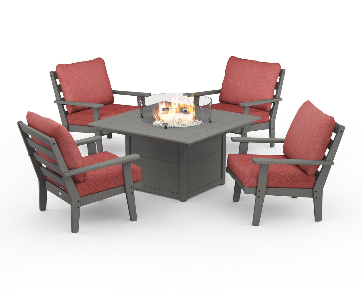 Grant Park 5-Piece Deep Seating Conversation Set with Fire Pit Table