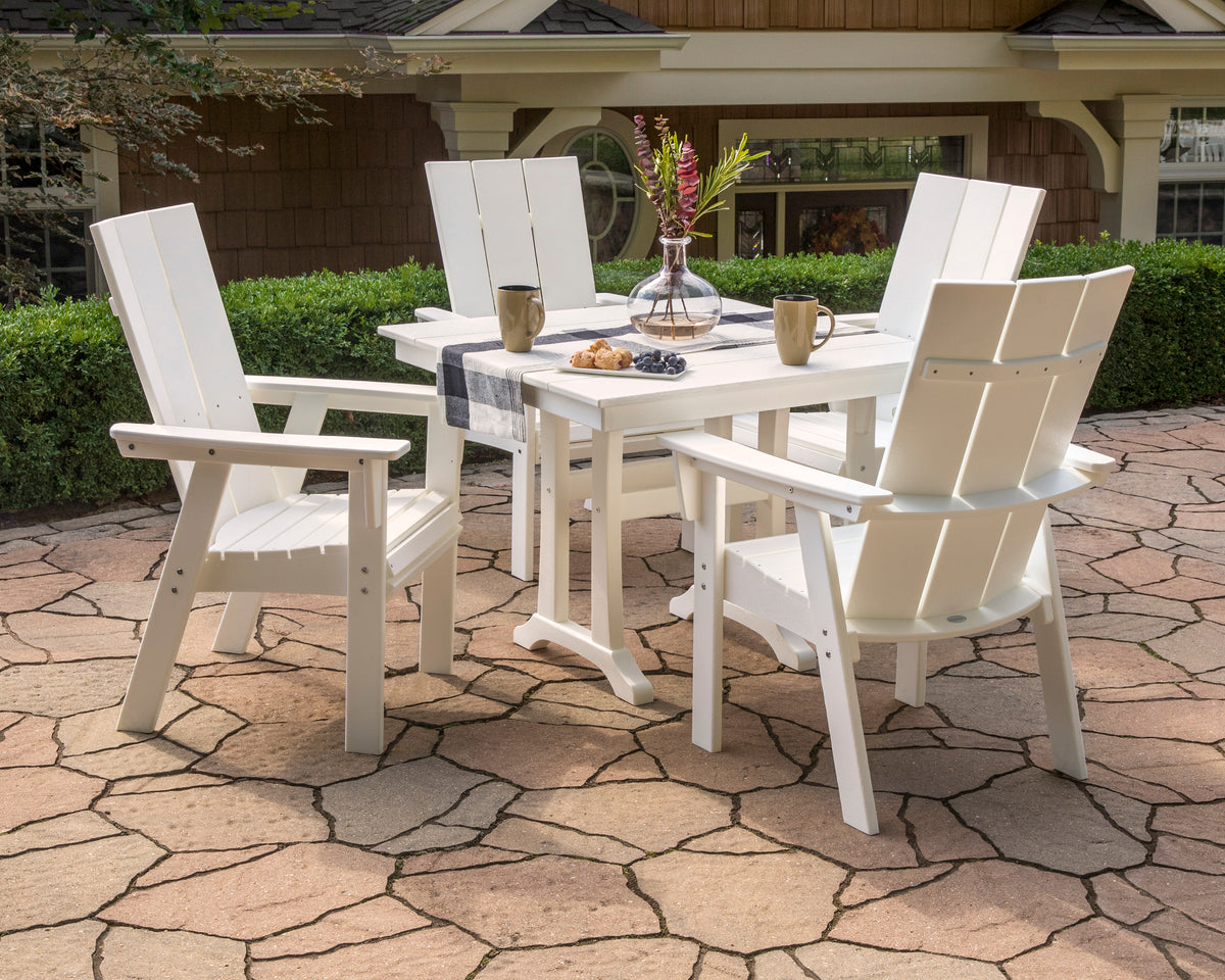 Modern Curveback Adirondack 5-Piece Farmhouse Trestle Dining Set