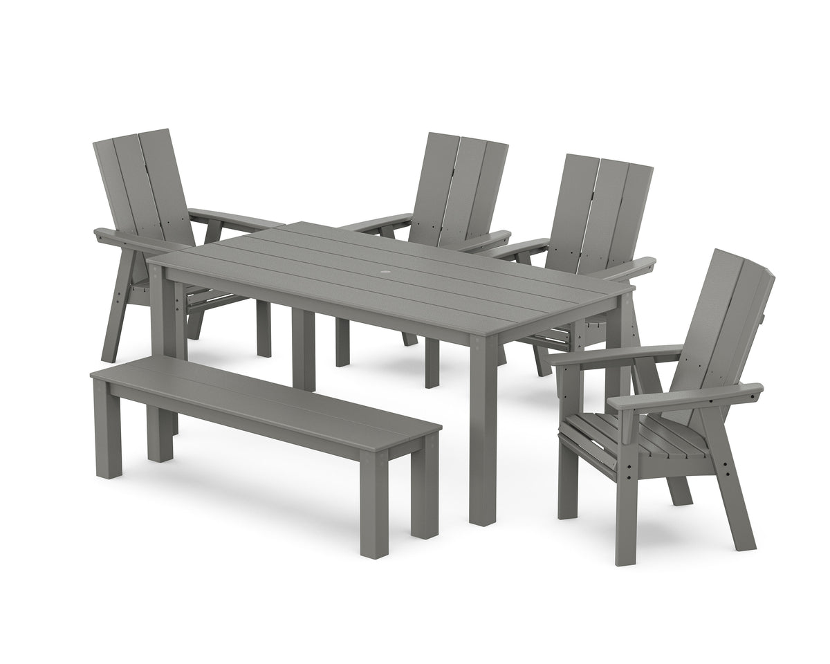 Modern Curveback Adirondack 6-Piece Parsons Dining Set with Bench