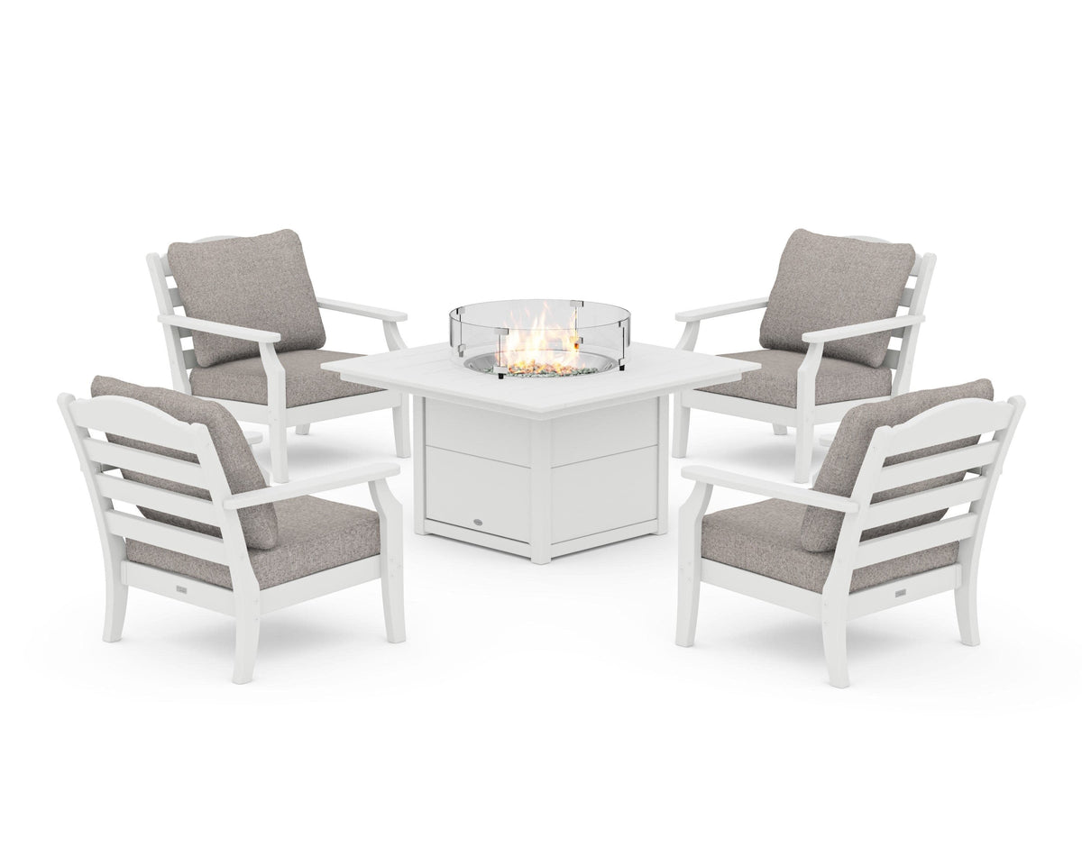 Savannah 5-Piece Deep Seating Set with Fire Pit Table