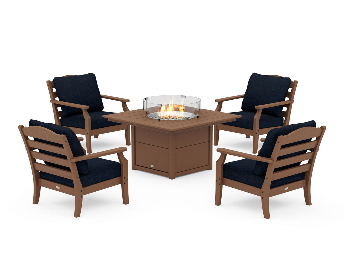Savannah 5-Piece Deep Seating Set with Fire Pit Table