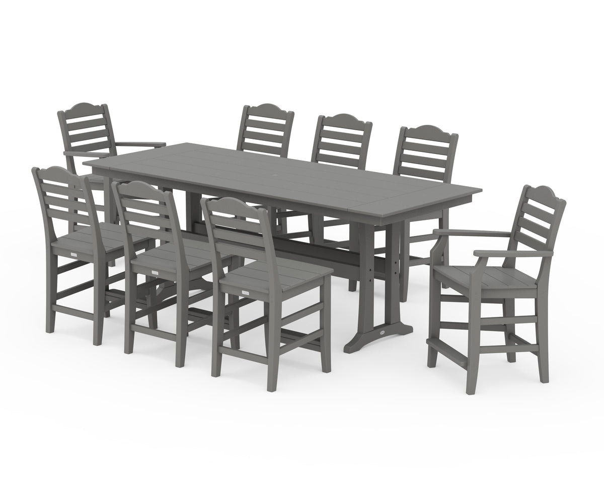 Savannah 9-Piece Farmhouse Counter Set with Trestle Legs