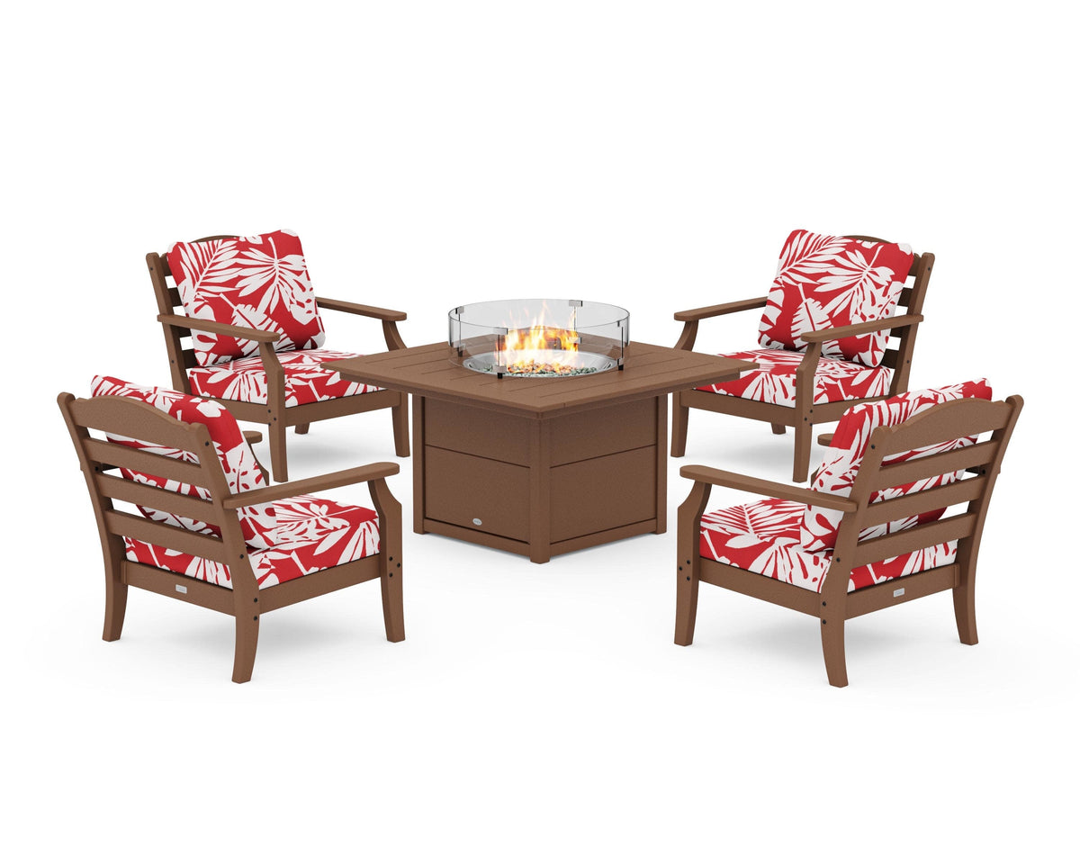 Savannah 5-Piece Deep Seating Set with Fire Pit Table