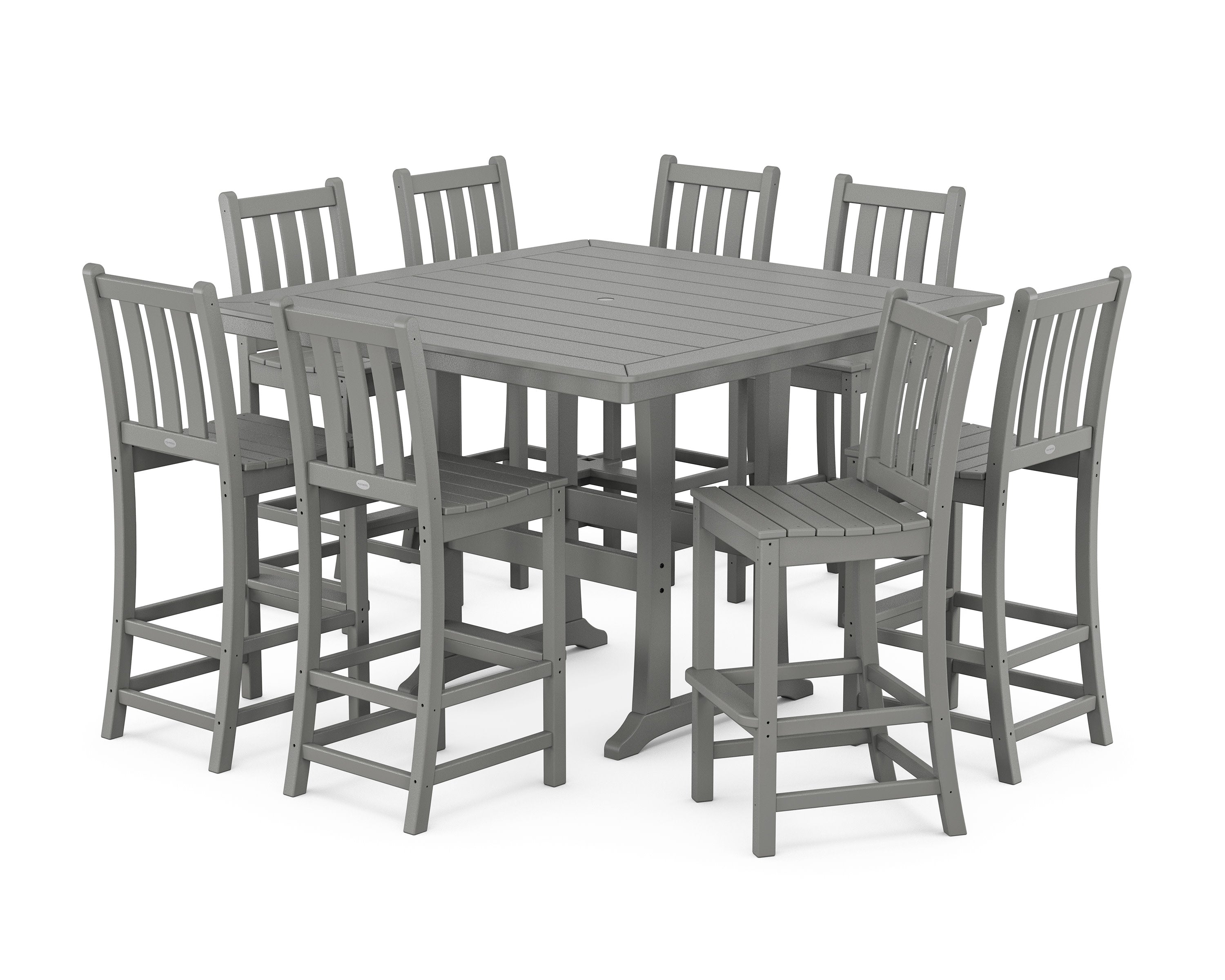 Traditional Garden 9-Piece Nautical Trestle Bar Set