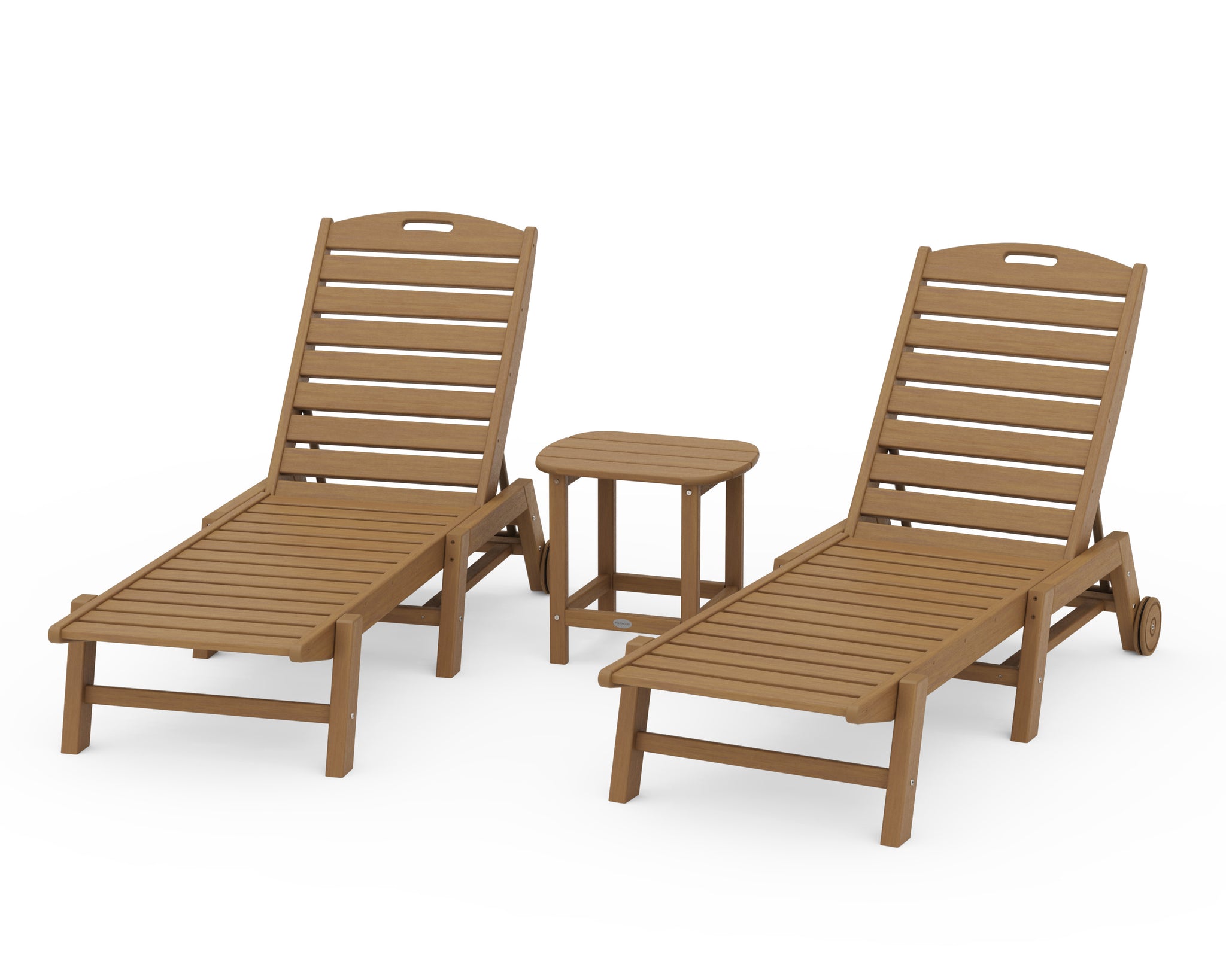 Nautical 3-Piece Chaise Lounge with Wheels Set with South Beach 18" Side Table