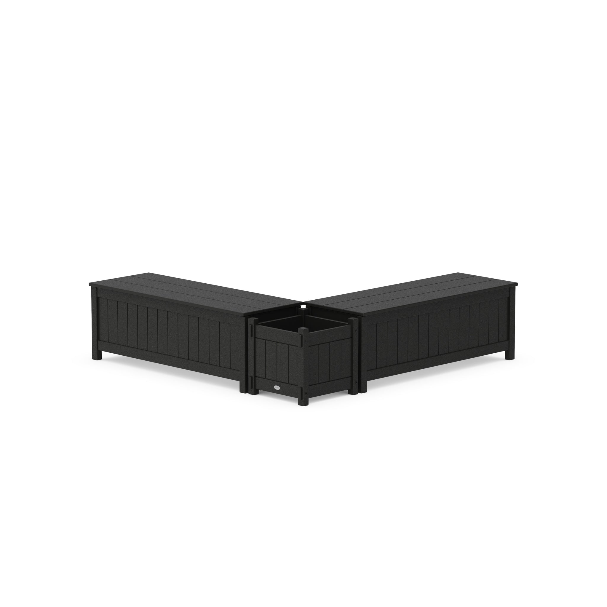 48" Vineyard L- Shaped Planter Storage Bench Set