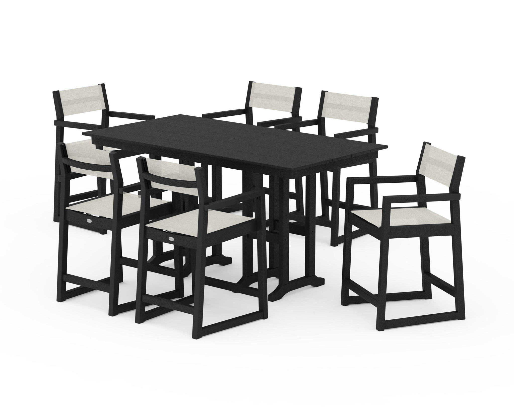 EDGE Sling Arm Chair 7-Piece Farmhouse Counter Set