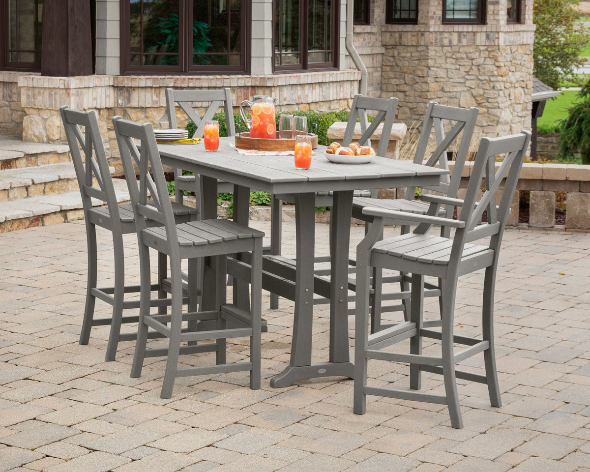 Braxton 7-Piece Farmhouse Trestle Bar Set