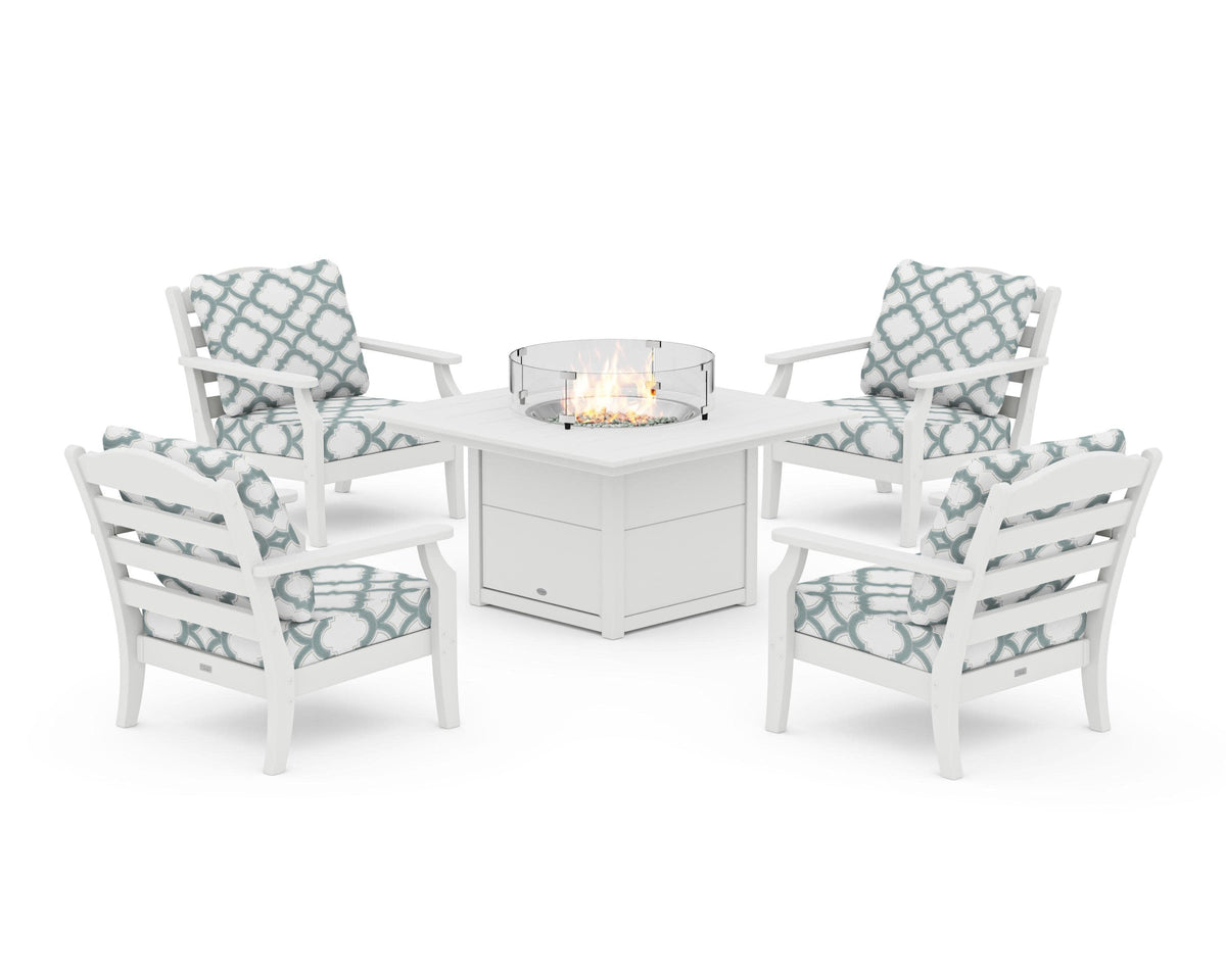 Savannah 5-Piece Deep Seating Set with Fire Pit Table