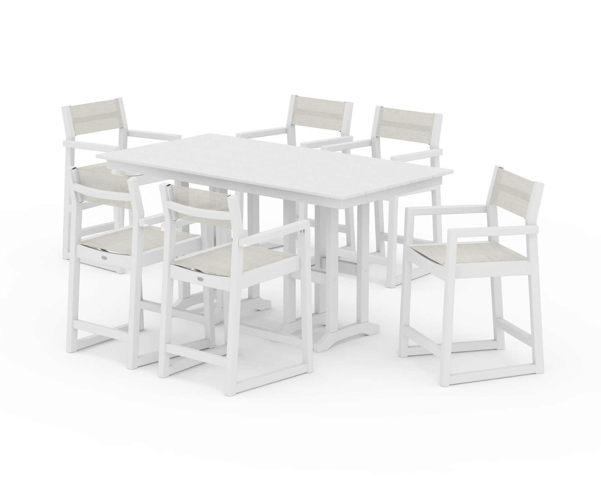 EDGE Sling Arm Chair 7-Piece Farmhouse Counter Set