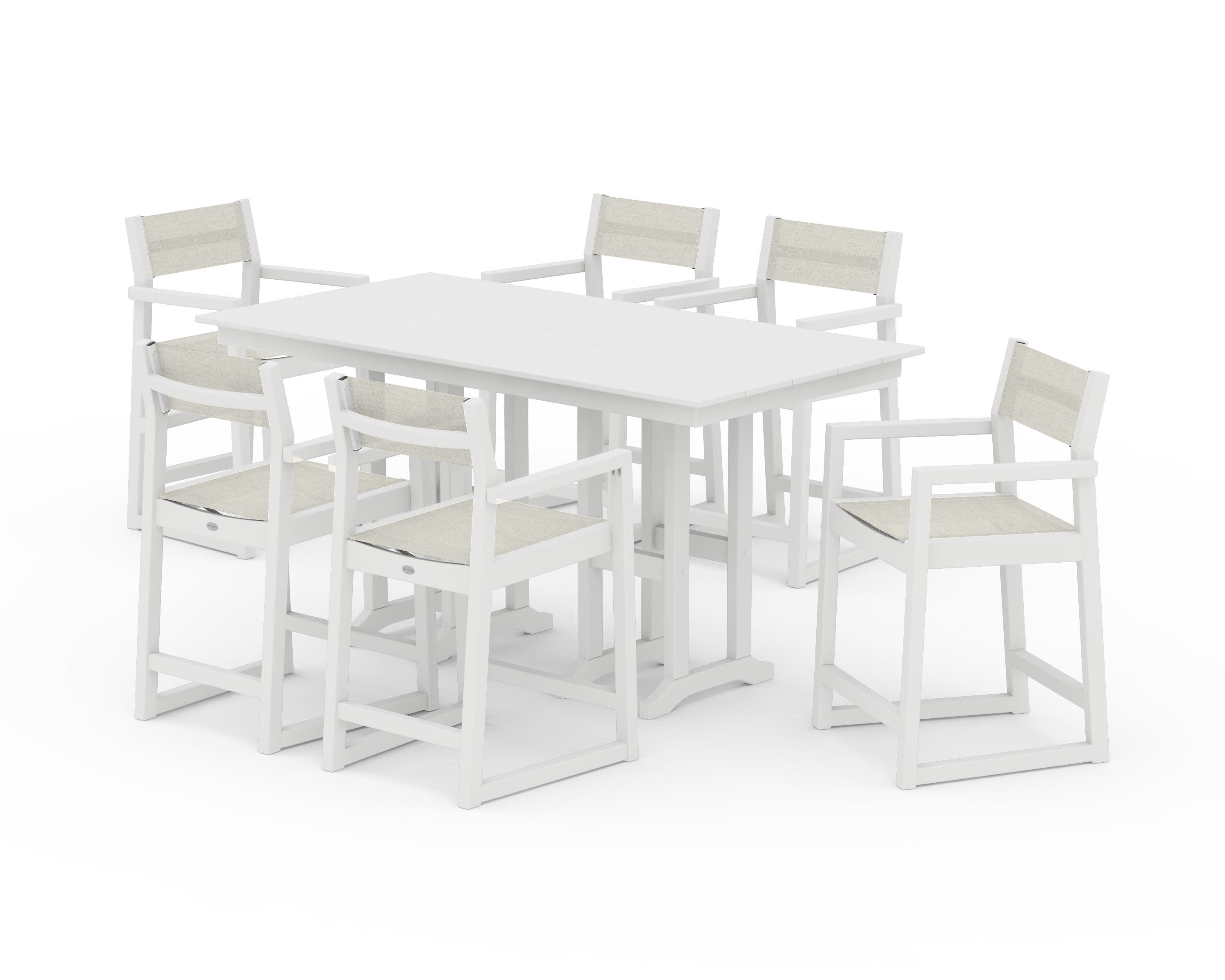 EDGE Sling Arm Chair 7-Piece Farmhouse Counter Set