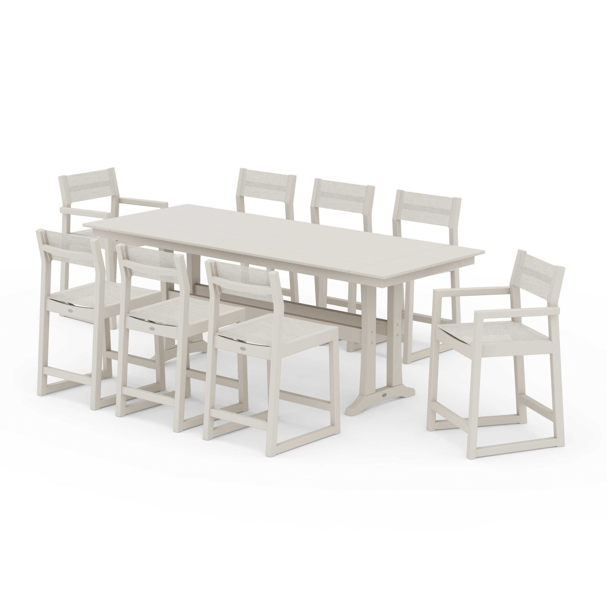 EDGE Sling 9-Piece Farmhouse Counter Set with Trestle Legs
