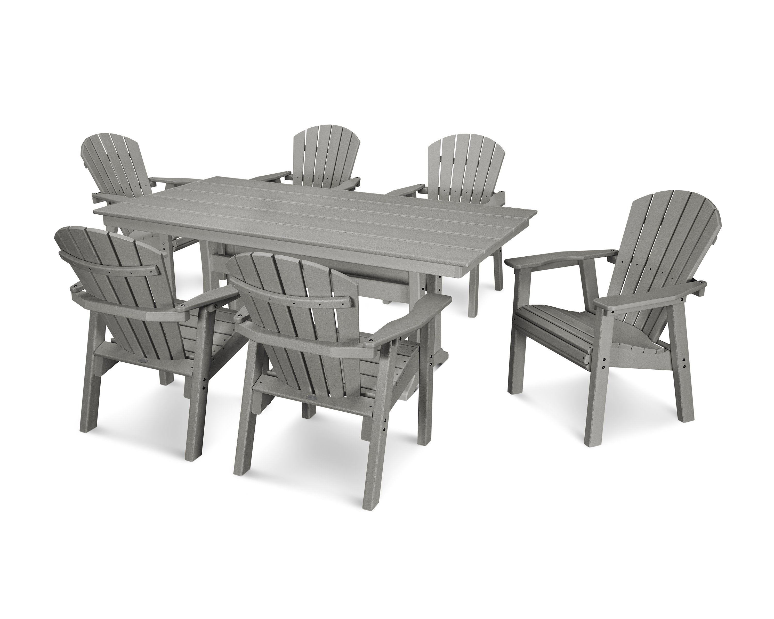 Seashell 7-Piece Farmhouse Dining Set with Trestle Legs