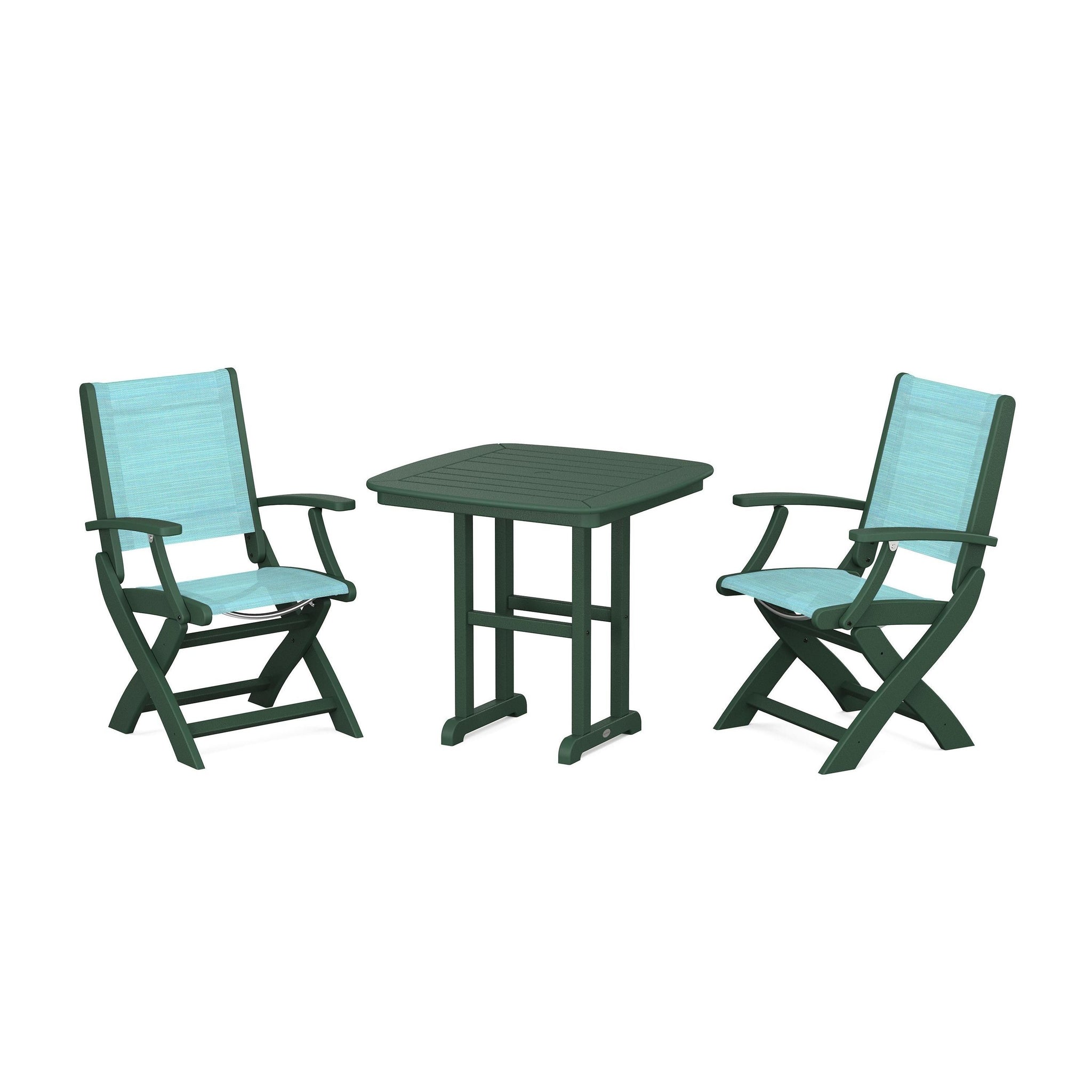 Coastal Folding Chair 3-Piece Dining Set