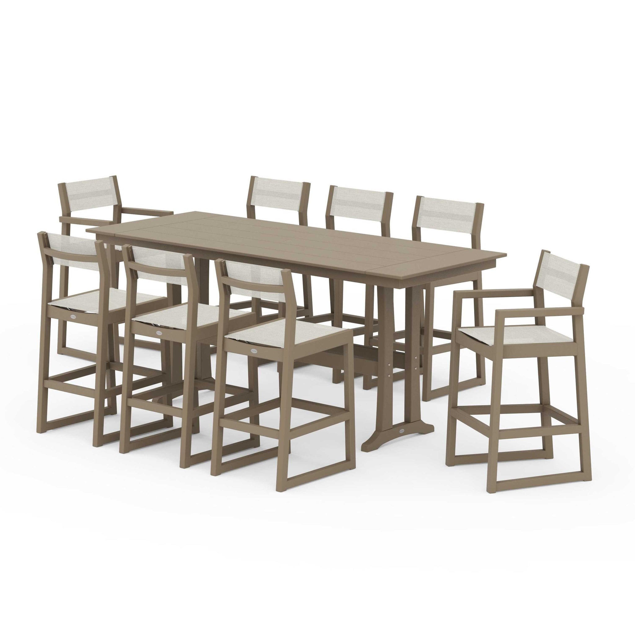 EDGE Sling 9-Piece Farmhouse Bar Set with Trestle Legs