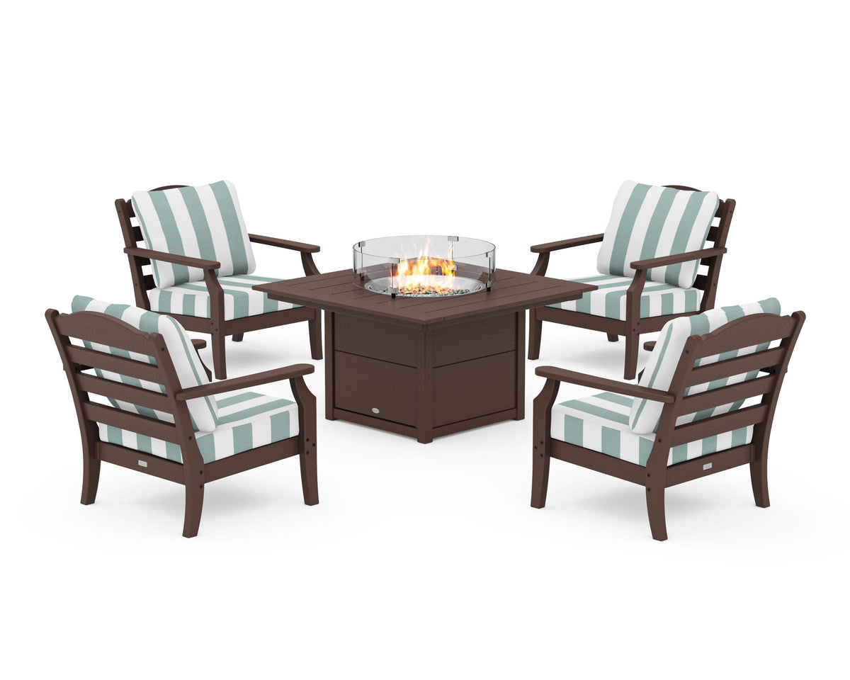 Savannah 5-Piece Deep Seating Set with Fire Pit Table
