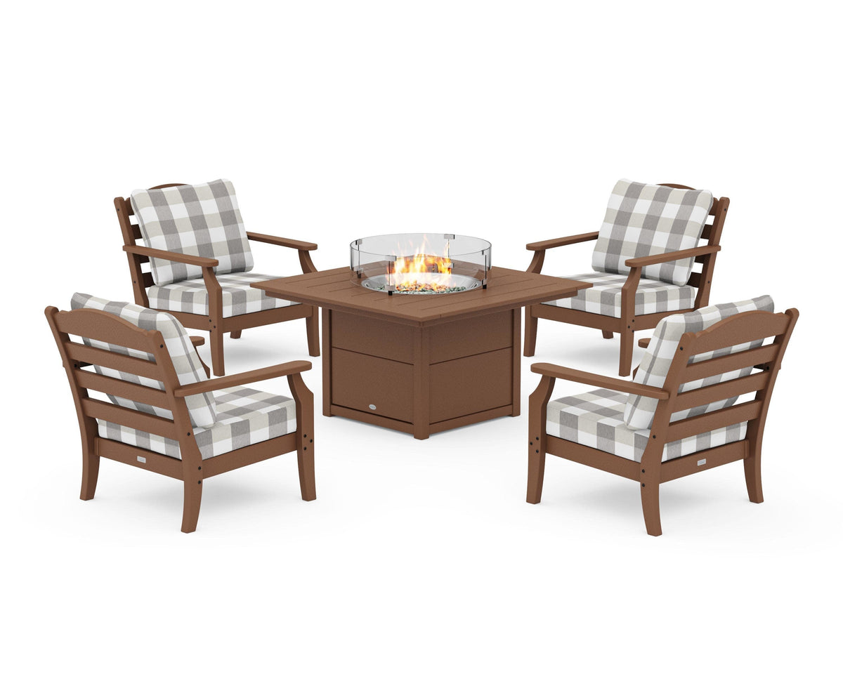 Savannah 5-Piece Deep Seating Set with Fire Pit Table