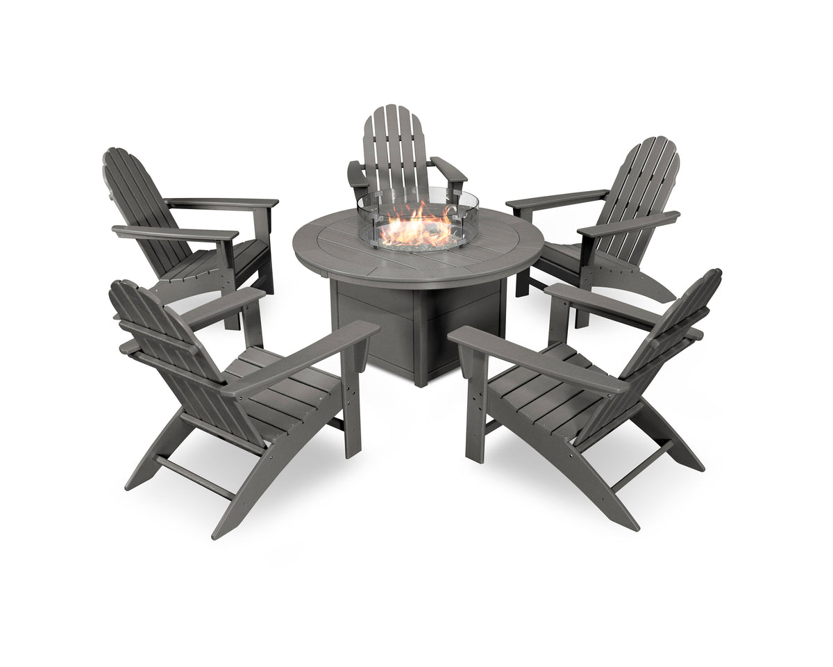 Vineyard Adirondack 6-Piece Chat Set with Fire Pit Table