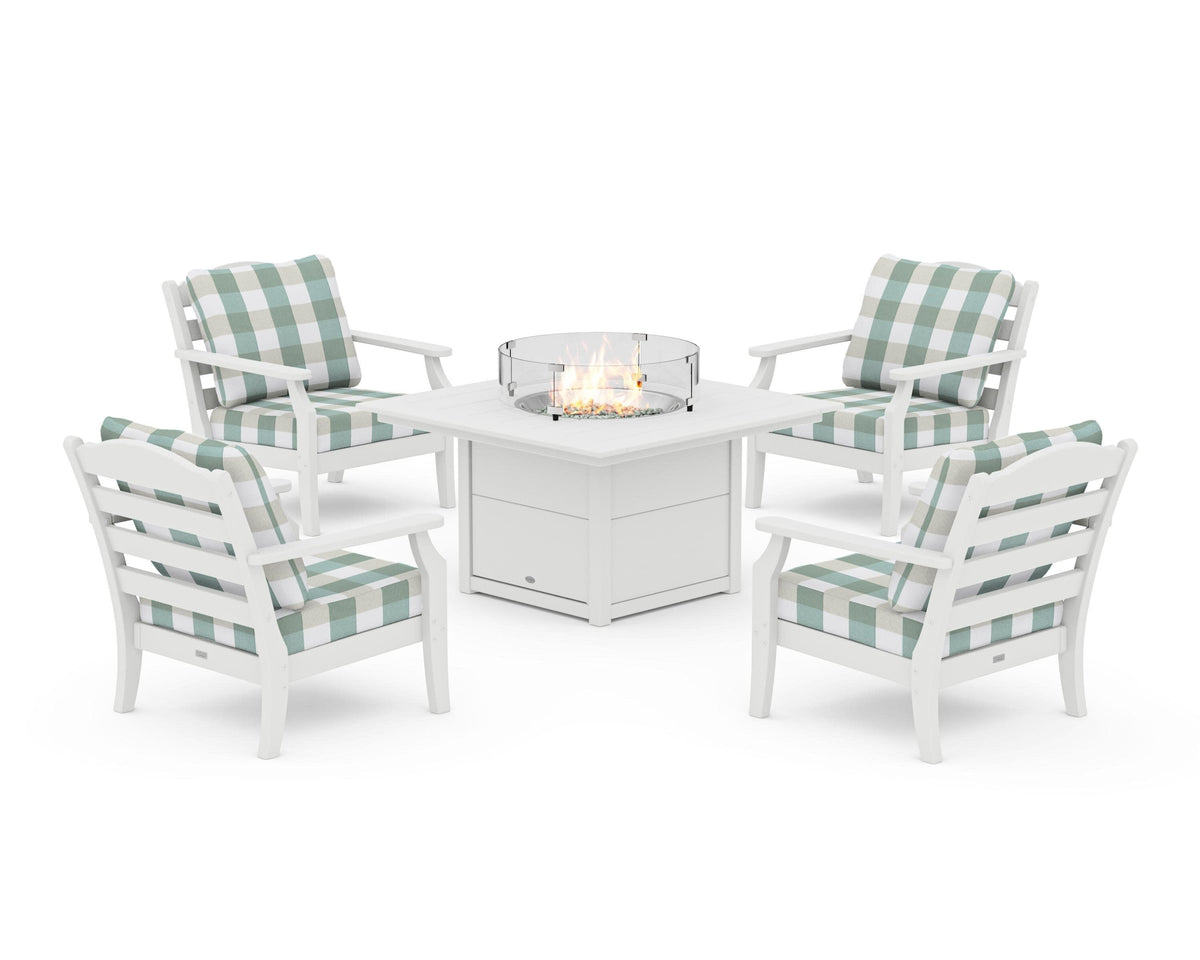 Savannah 5-Piece Deep Seating Set with Fire Pit Table