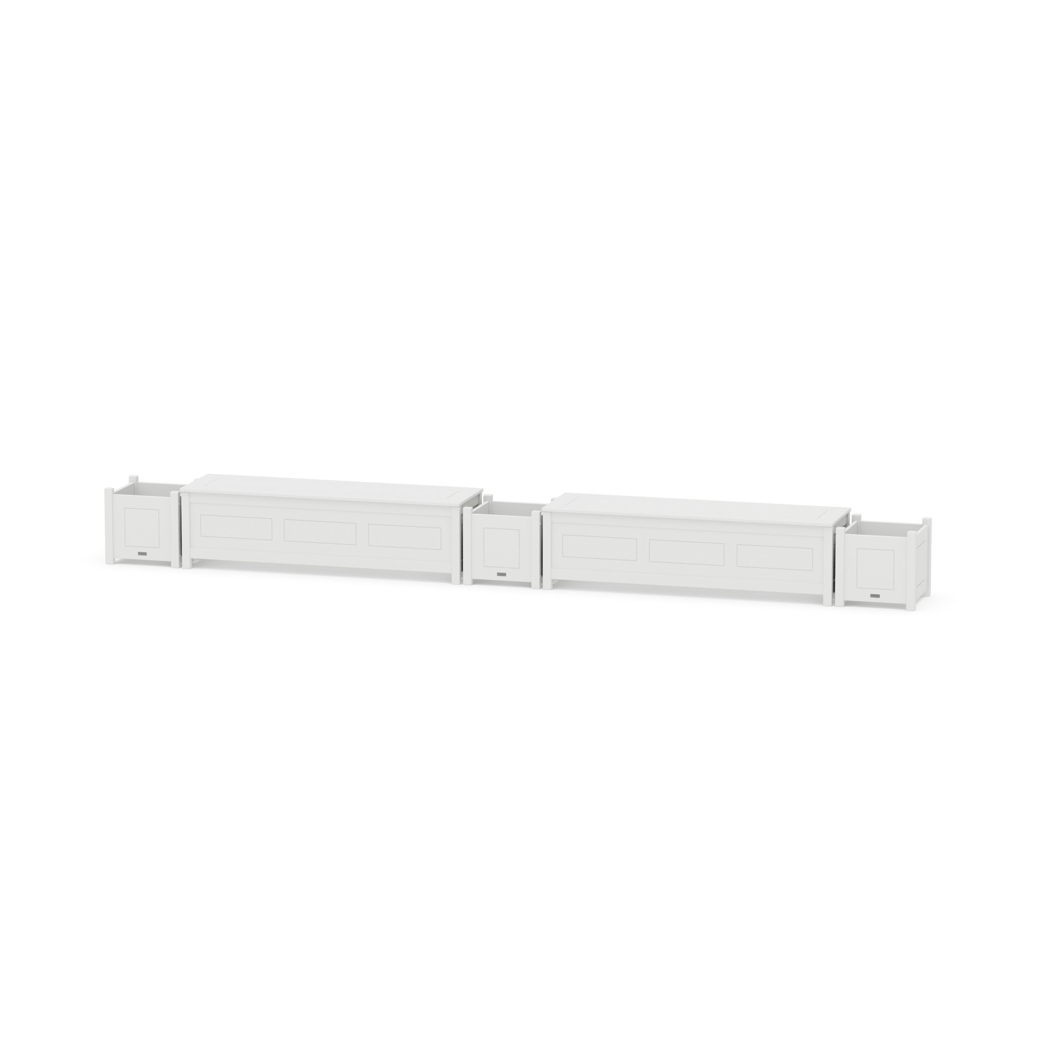 60" Country Living Straight Double Planter Storage Bench Set