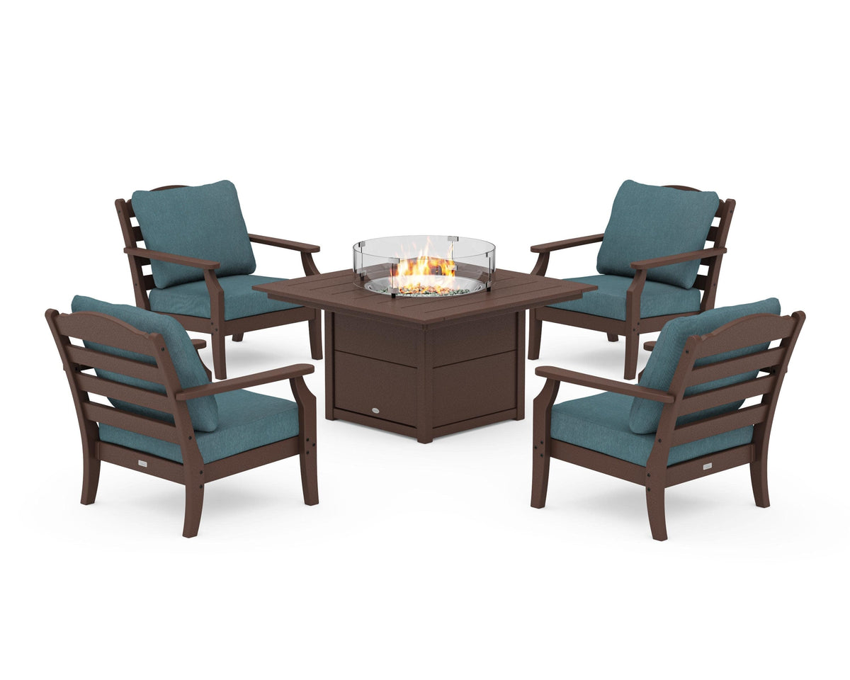 Savannah 5-Piece Deep Seating Set with Fire Pit Table