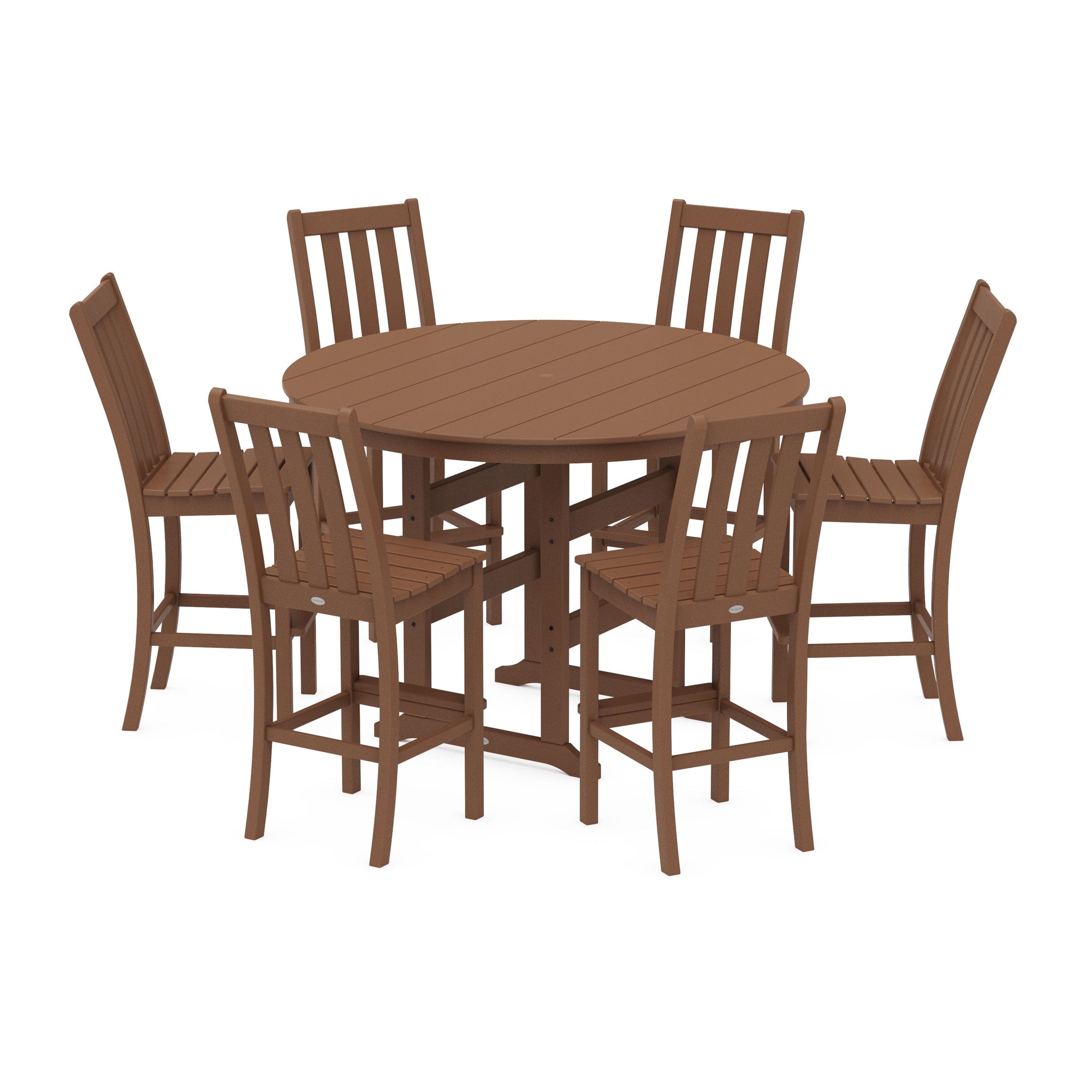 Vineyard 7-Piece Side Chair Round Farmhouse Bar Set