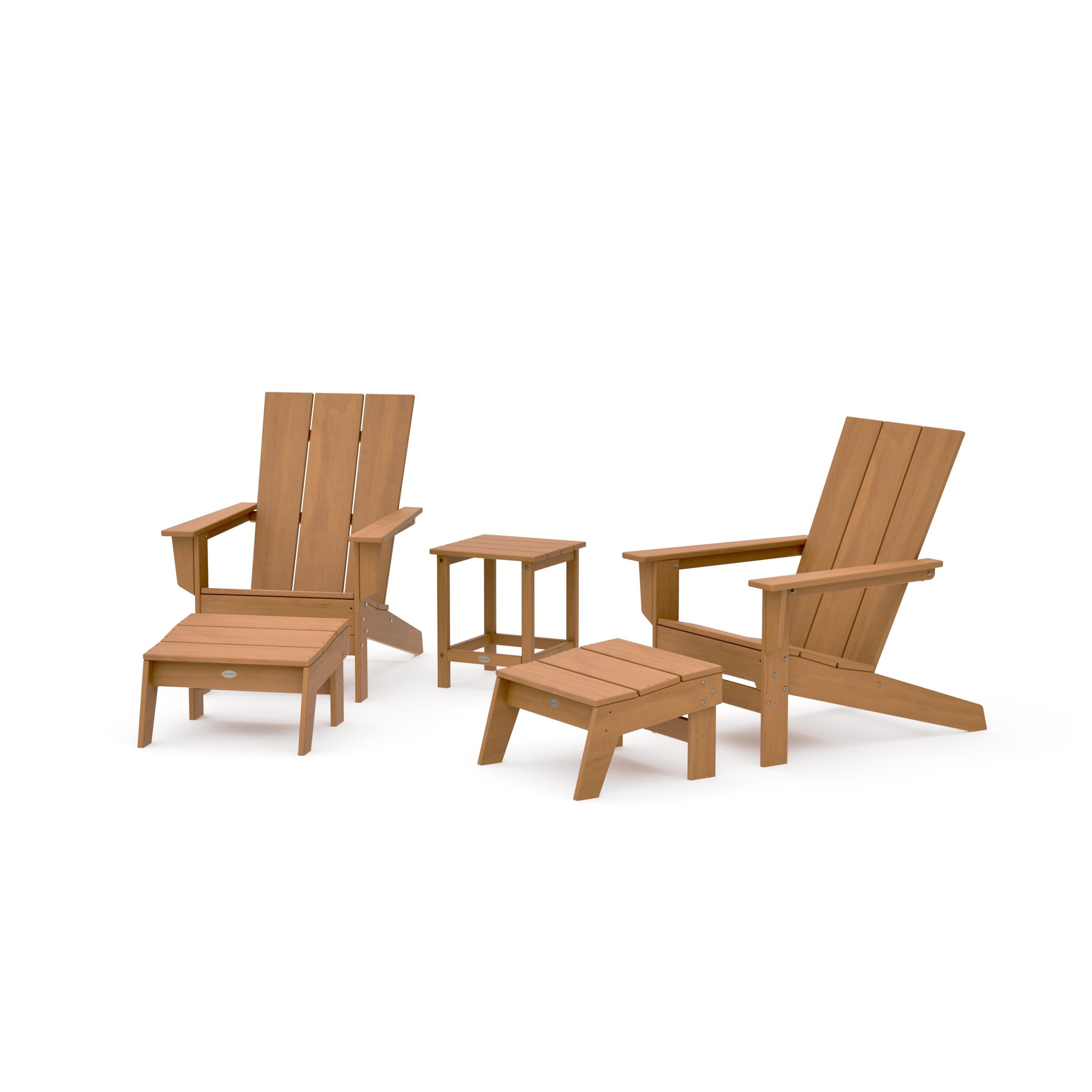 5-Piece Modern Studio Adirondack Set with Ottomans and Side Table