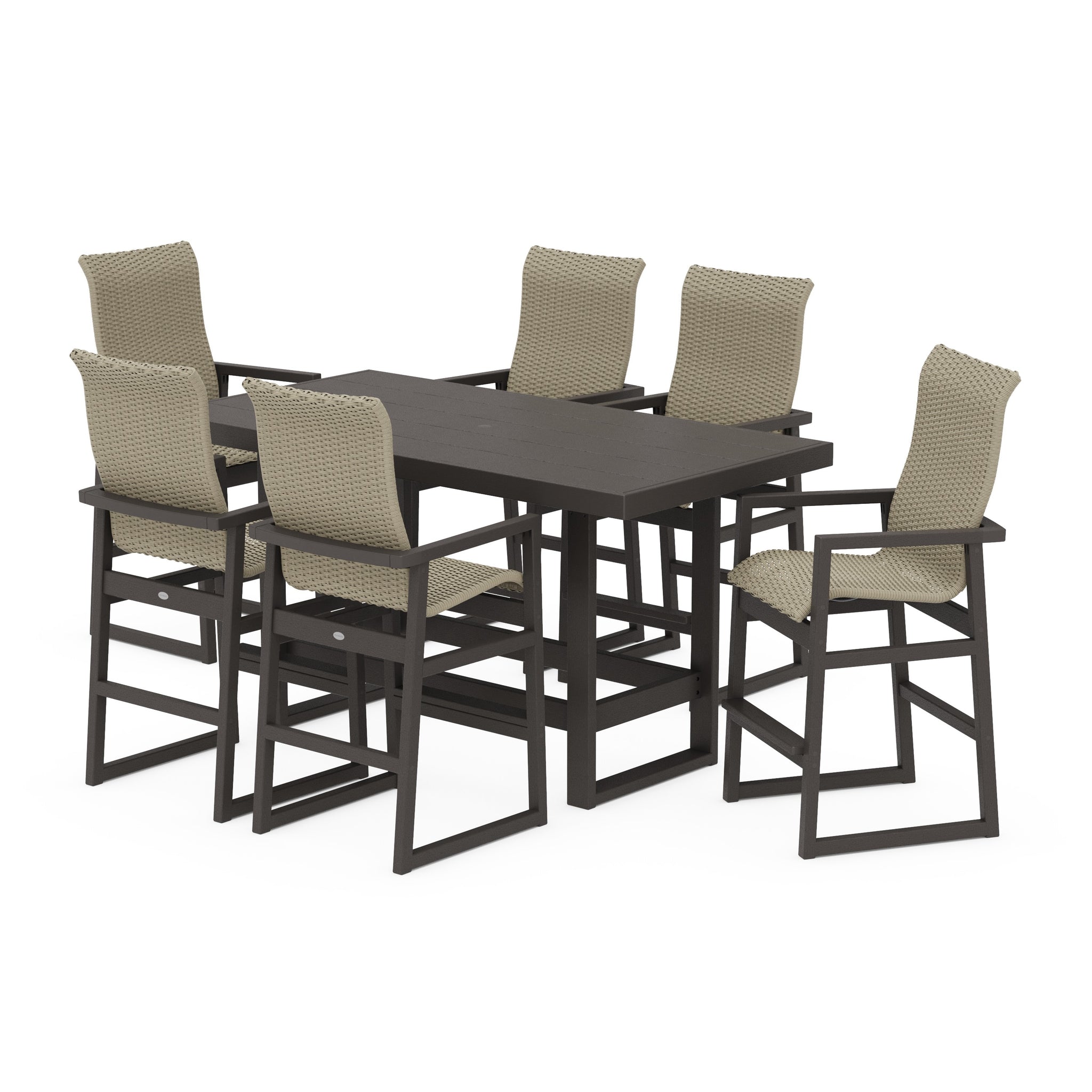 EDGE Woven Highback Arm Chair 7-Piece Bar Set