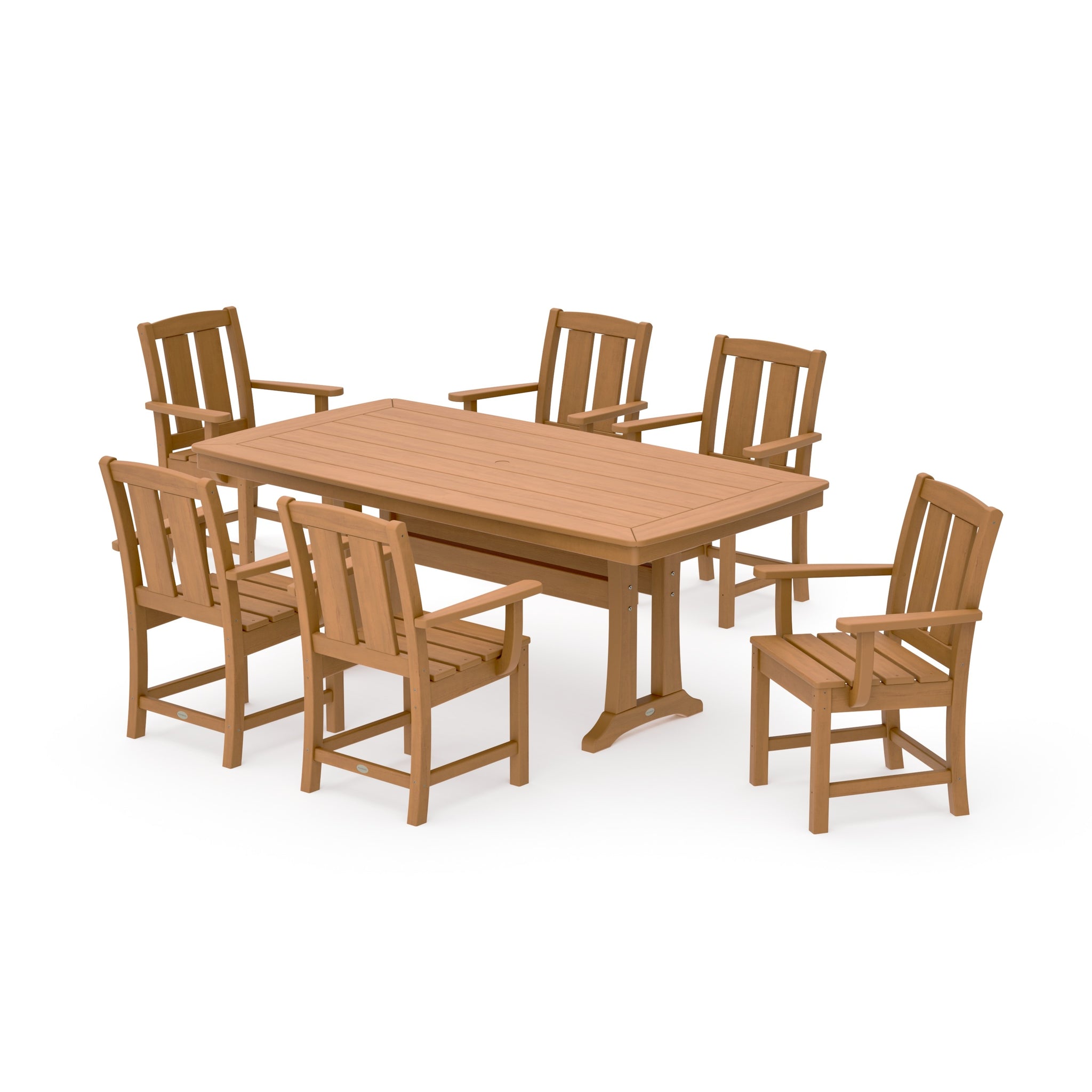 Mission Arm Chair 7-Piece Dining Set with Trestle Legs