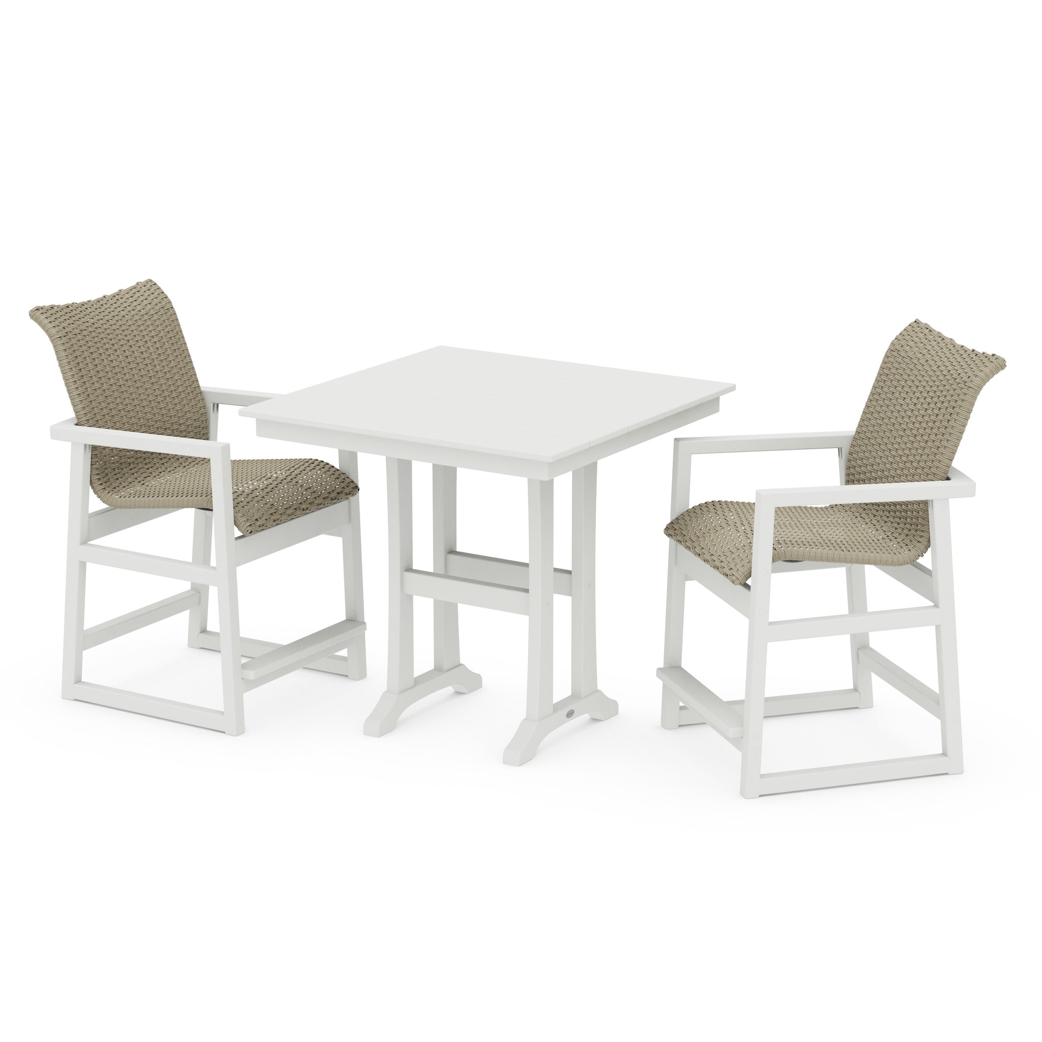 EDGE Woven 3-Piece Farmhouse Counter Set with Trestle Legs