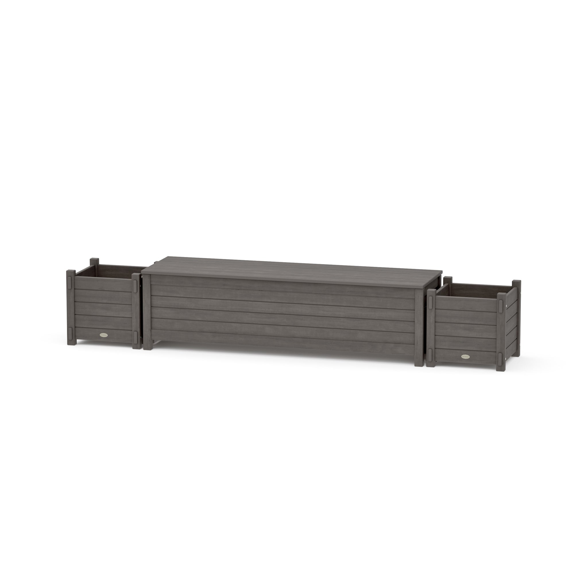60" Nautical Straight Planter Storage Bench Set