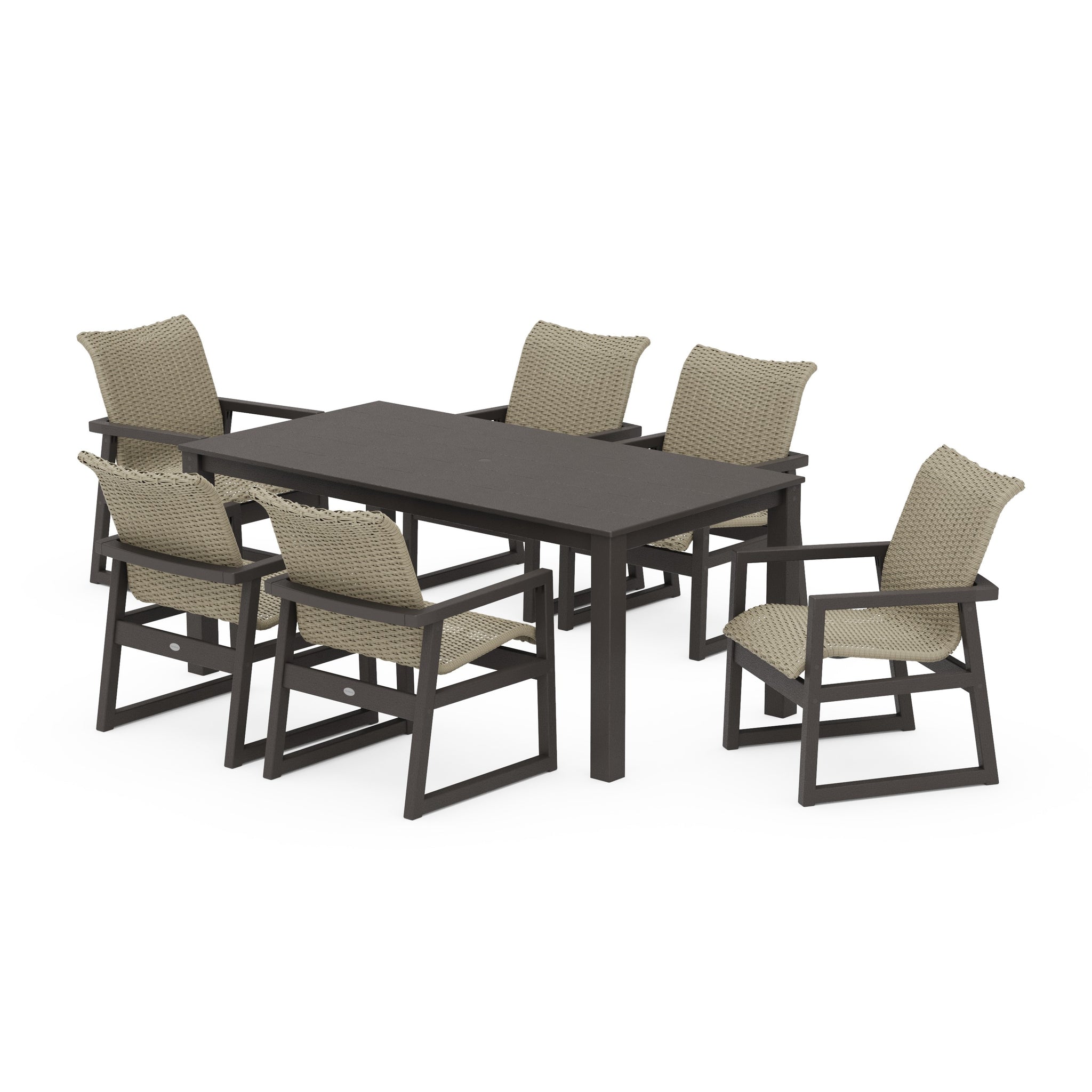 EDGE Woven Arm Chair 7-Piece Parsons Dining Set