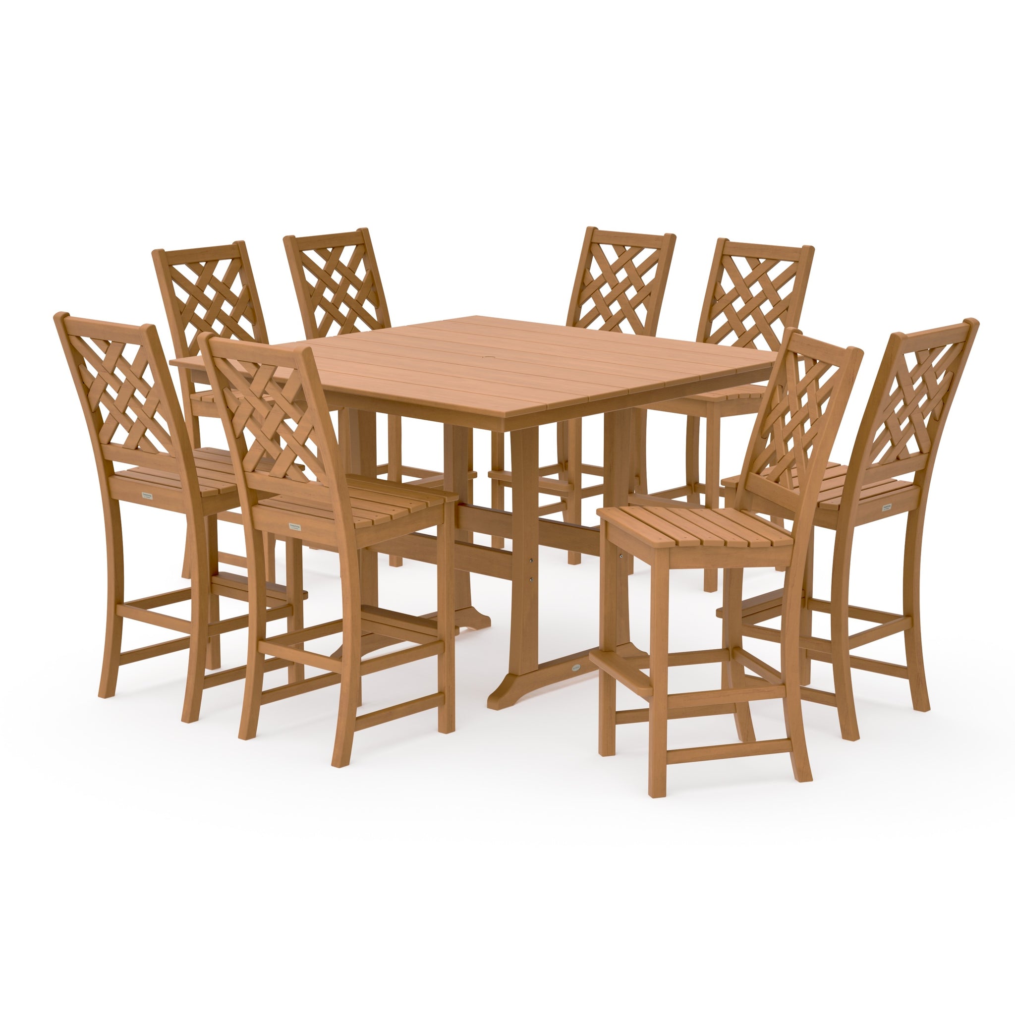 Wovendale Side Chair 9-Piece Square Farmhouse Bar Set with Trestle Legs