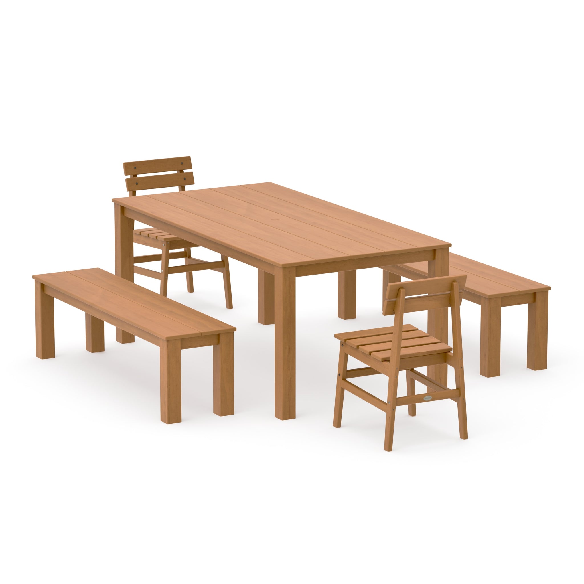 Modern Studio Plaza Chair 5-Piece Parsons Dining Set with Benches