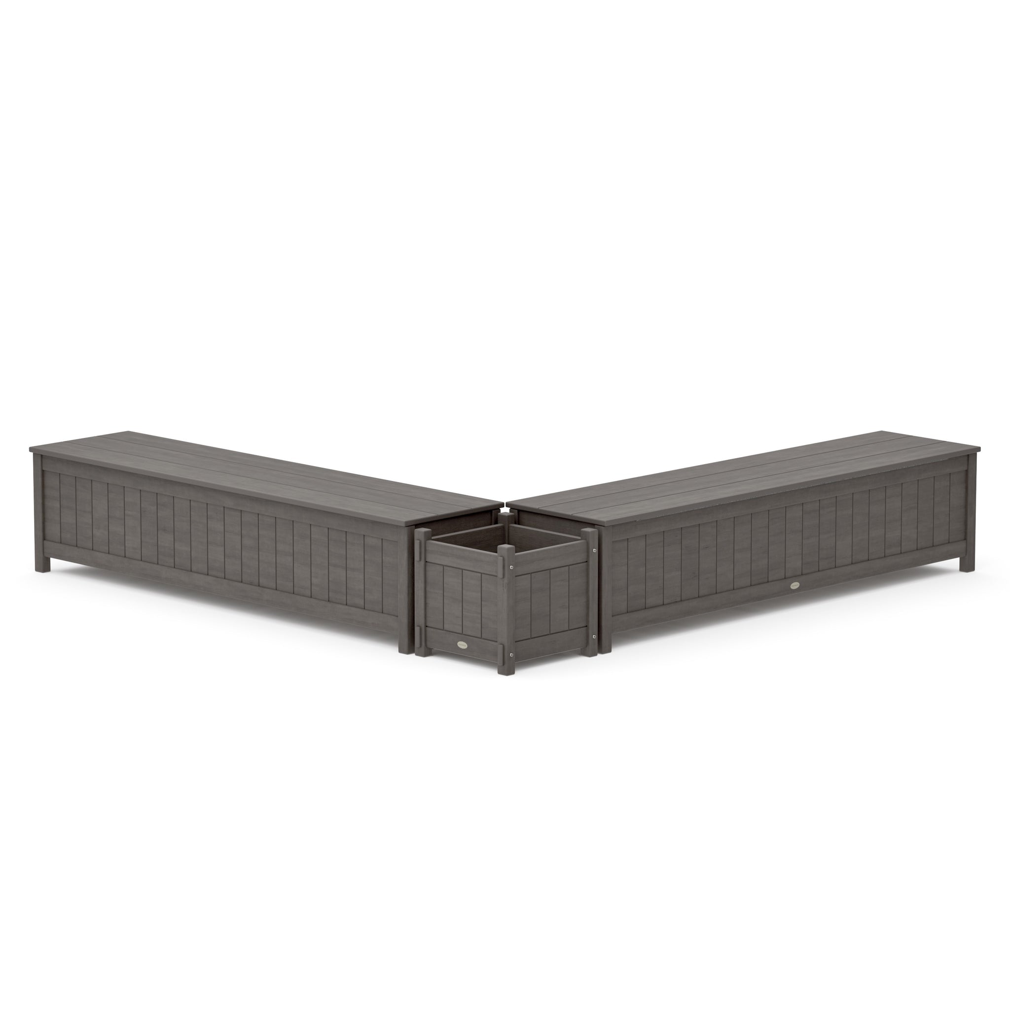 72" Vineyard L- Shaped Planter Storage Bench Set