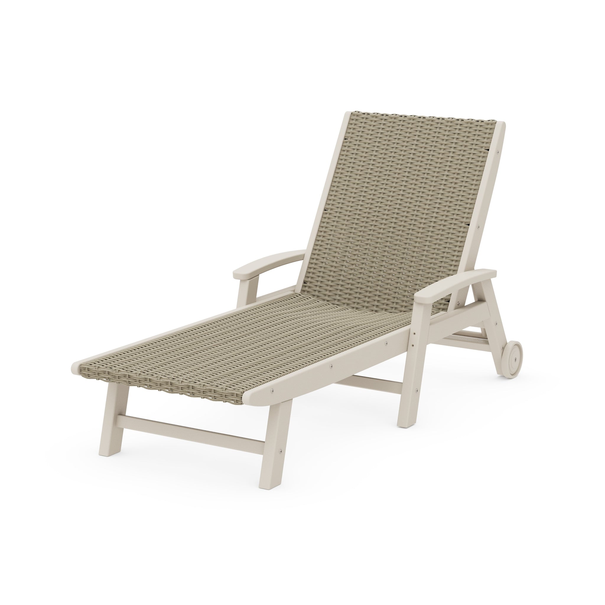 Coastal Woven Chaise with Arms and Wheels