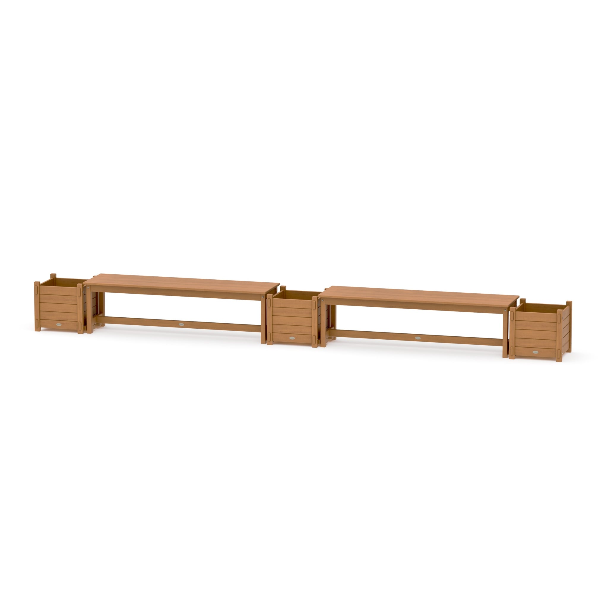60" Nautical Straight Double Planter Bench Set