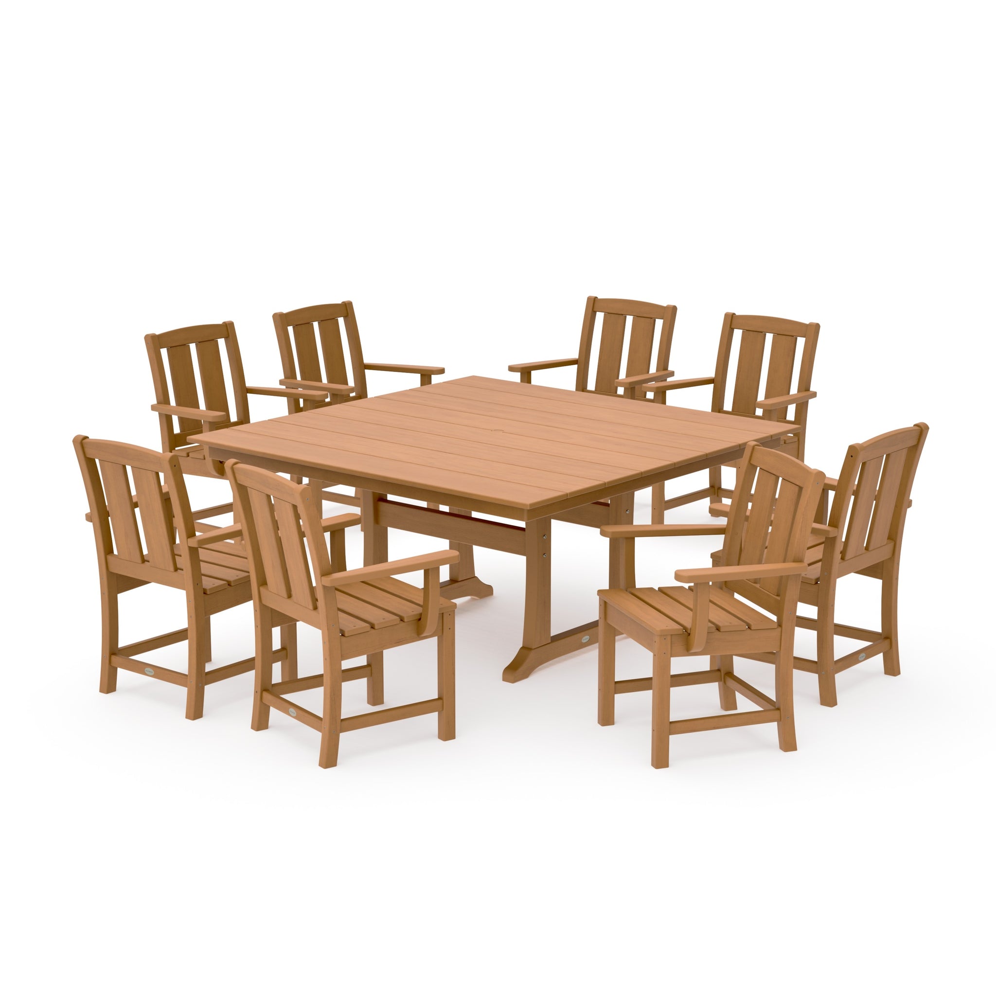 Mission 9-Piece Square Farmhouse Dining Set with Trestle Legs