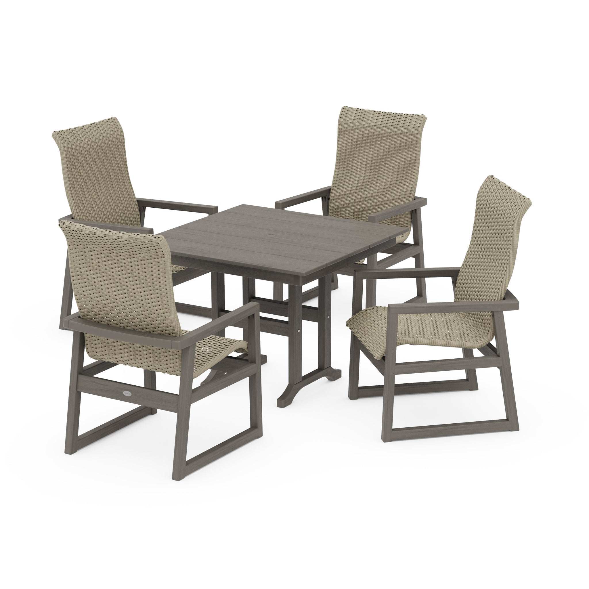 EDGE Woven Highback 5-Piece Farmhouse Dining Set