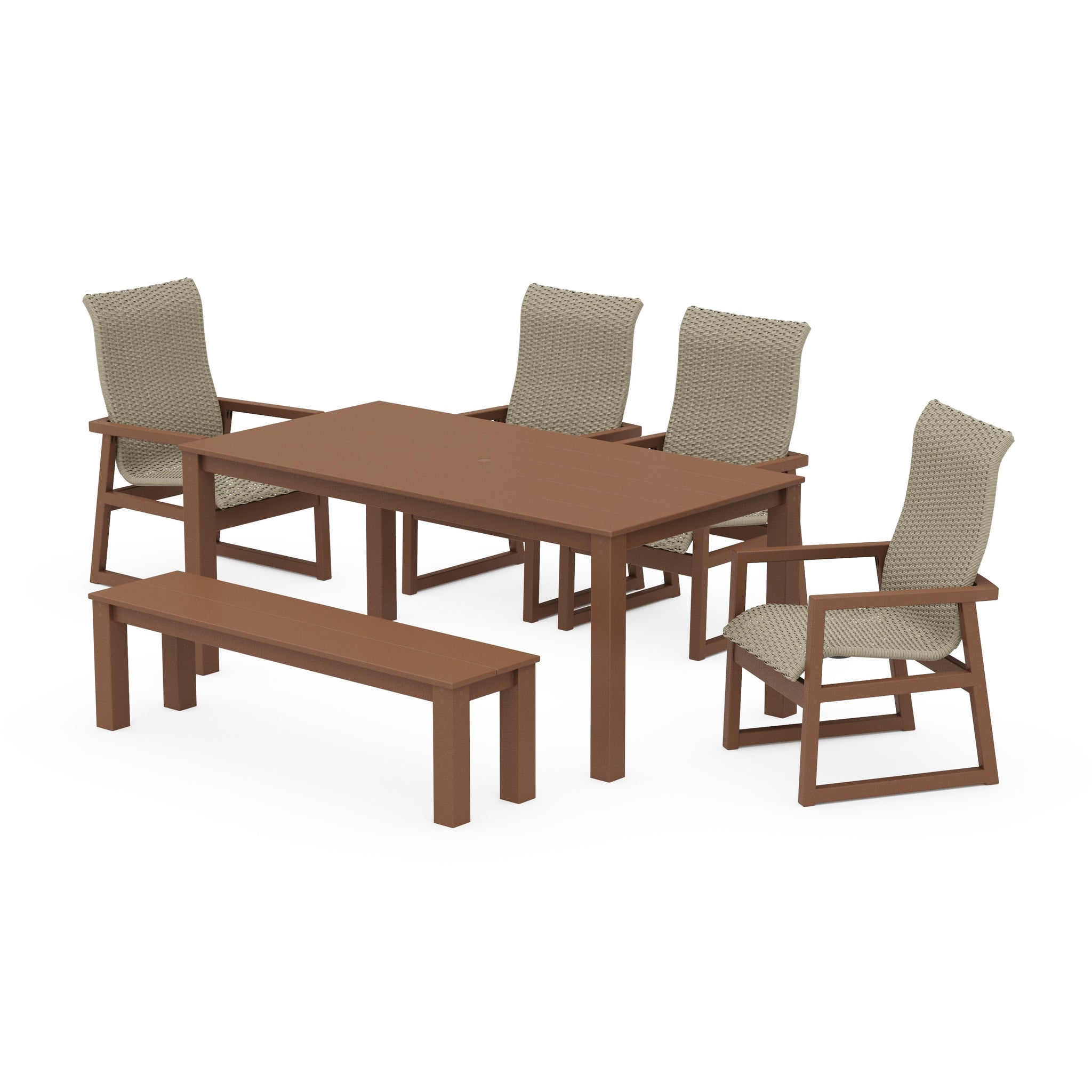 EDGE Woven Highback 6-Piece Parsons Dining Set with Bench