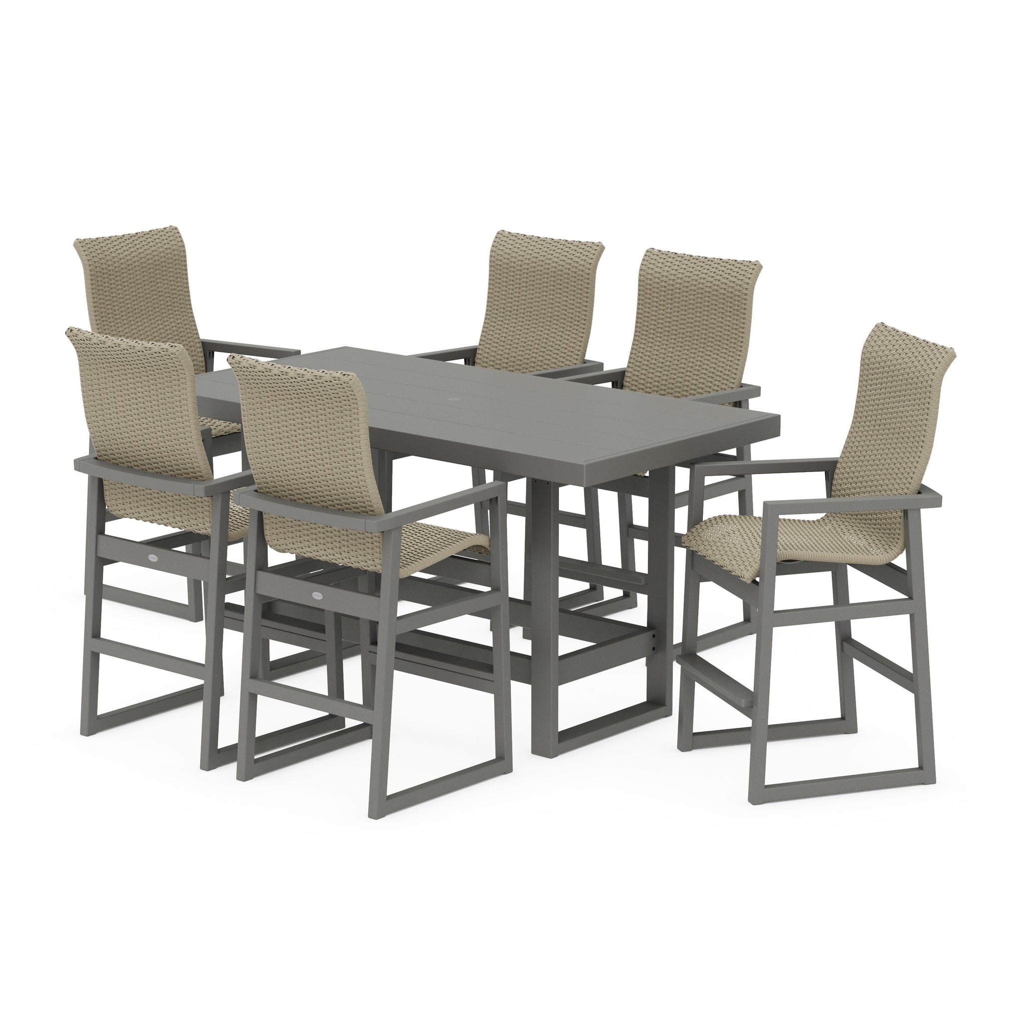 EDGE Woven Highback Arm Chair 7-Piece Bar Set