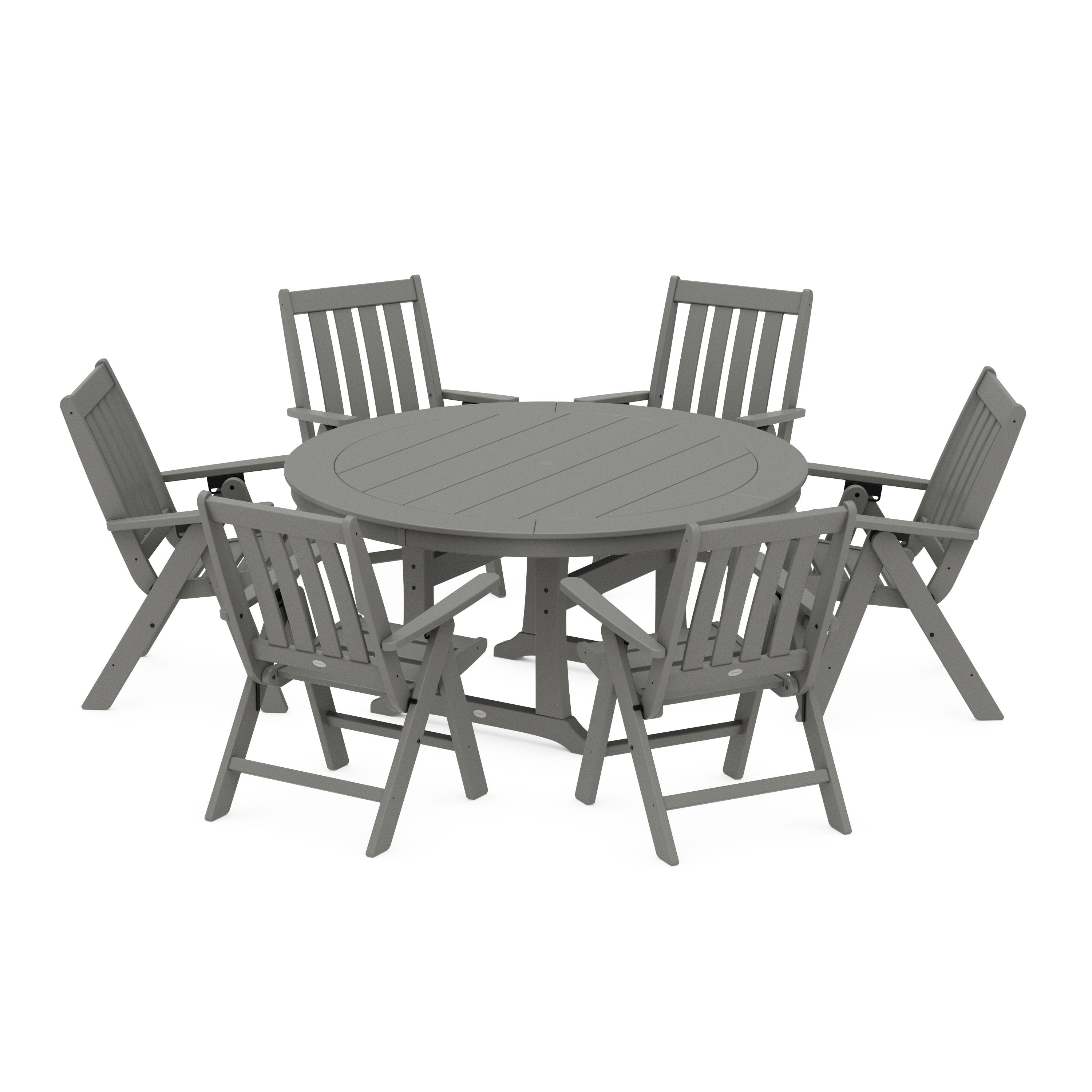Vineyard Folding 7-Piece Side Chair Round Dining Set