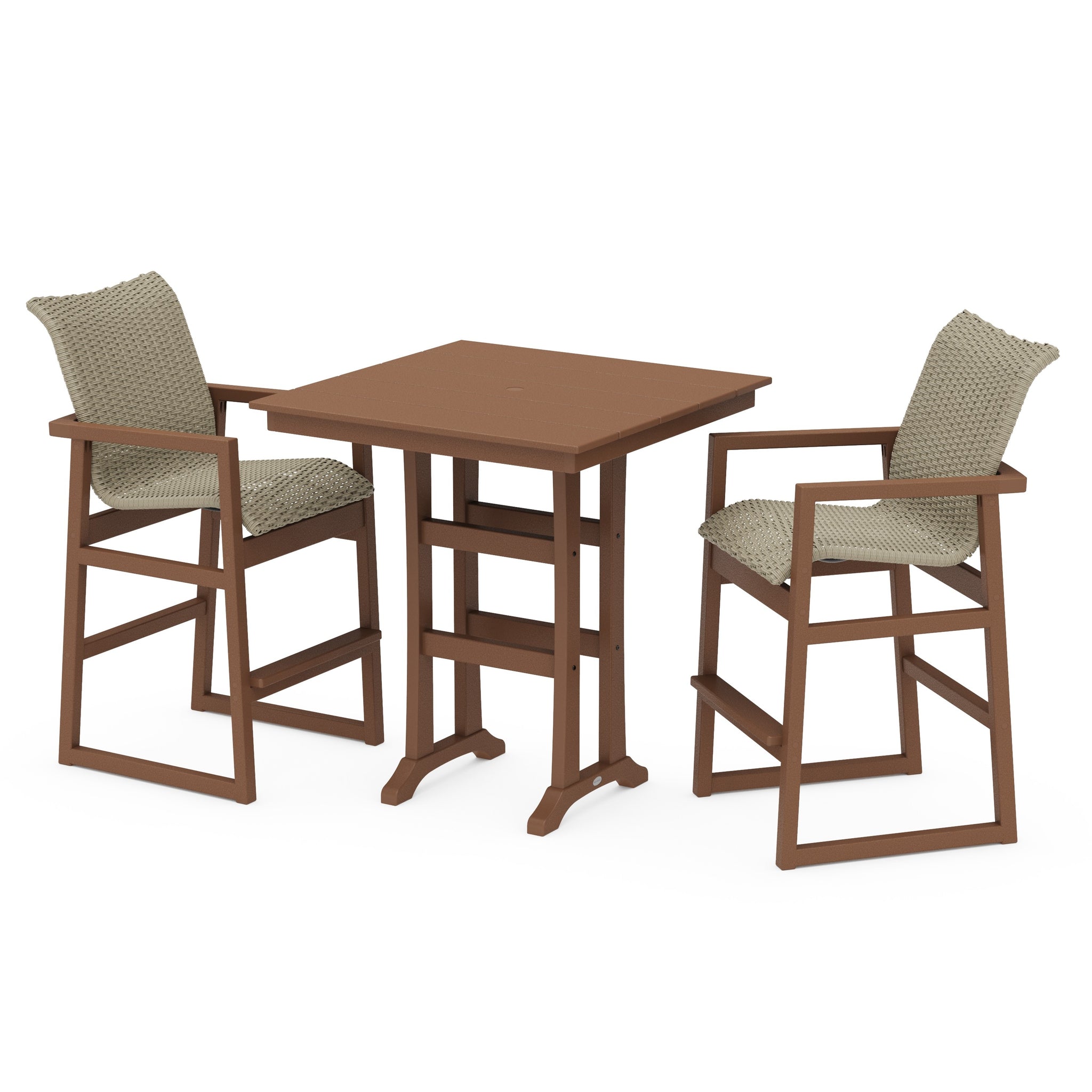 EDGE Woven 3-Piece Farmhouse Bar Set with Trestle Legs