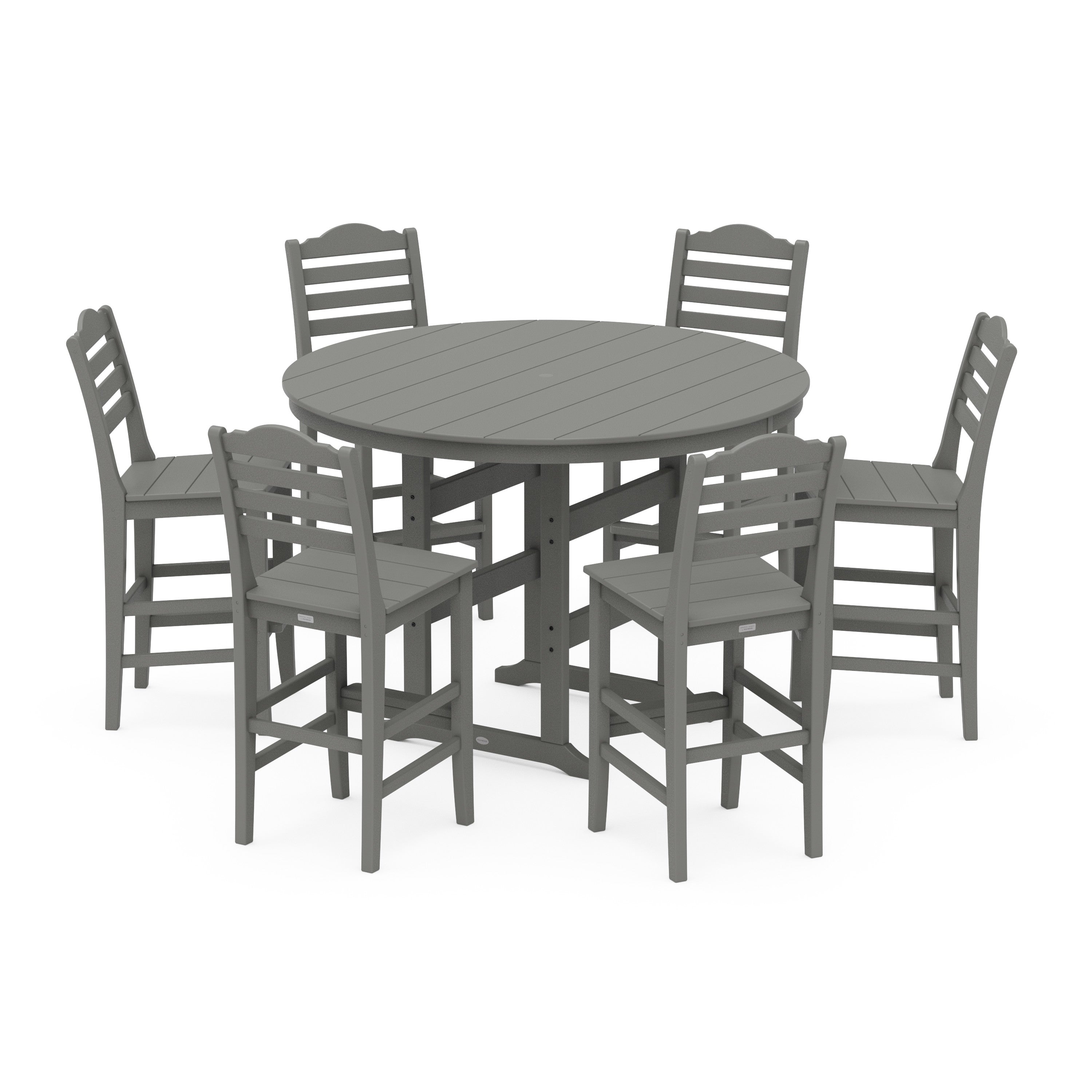 Savannah 7-Piece Farmhouse Side Chair Round Bar Set