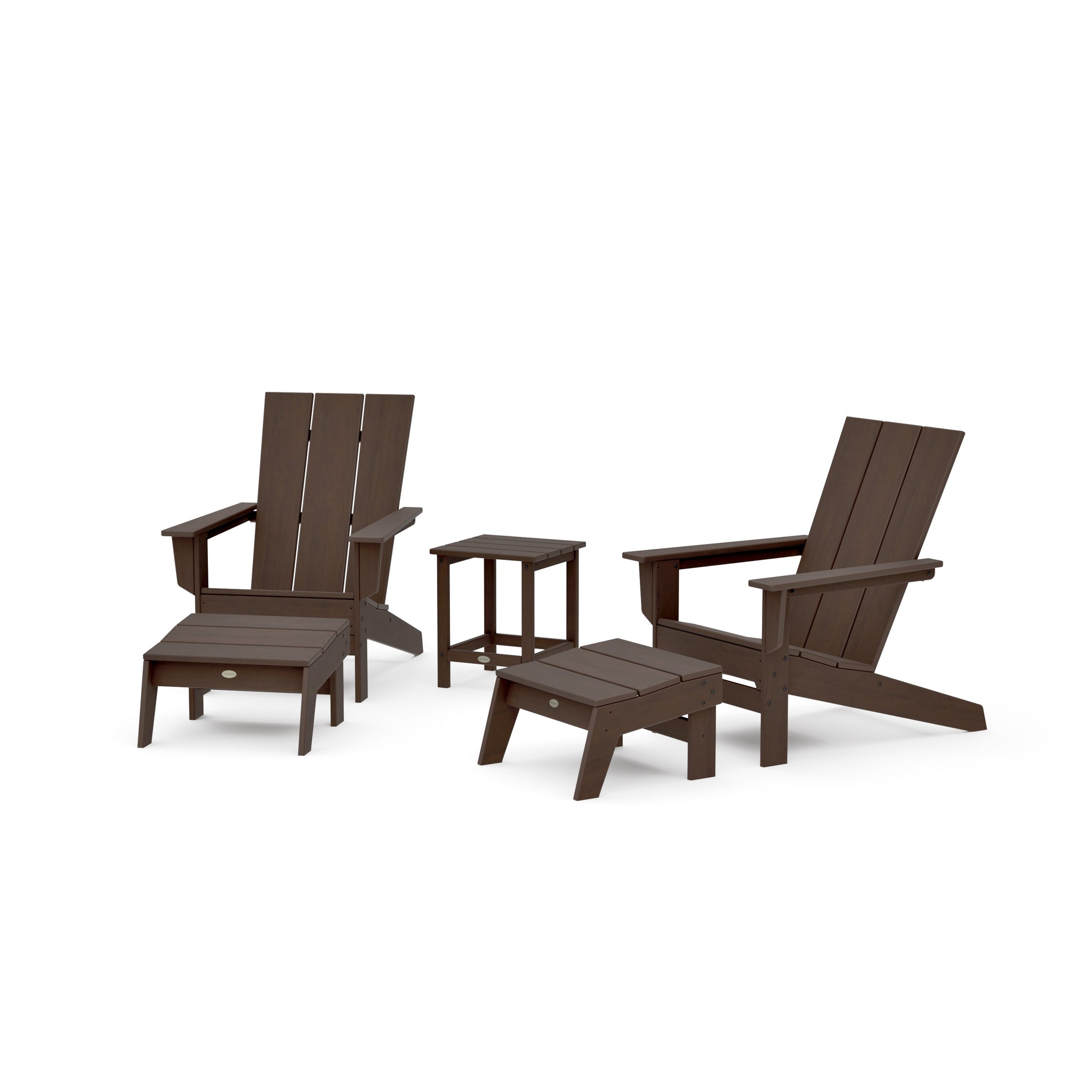 5-Piece Modern Studio Adirondack Set with Ottomans and Side Table