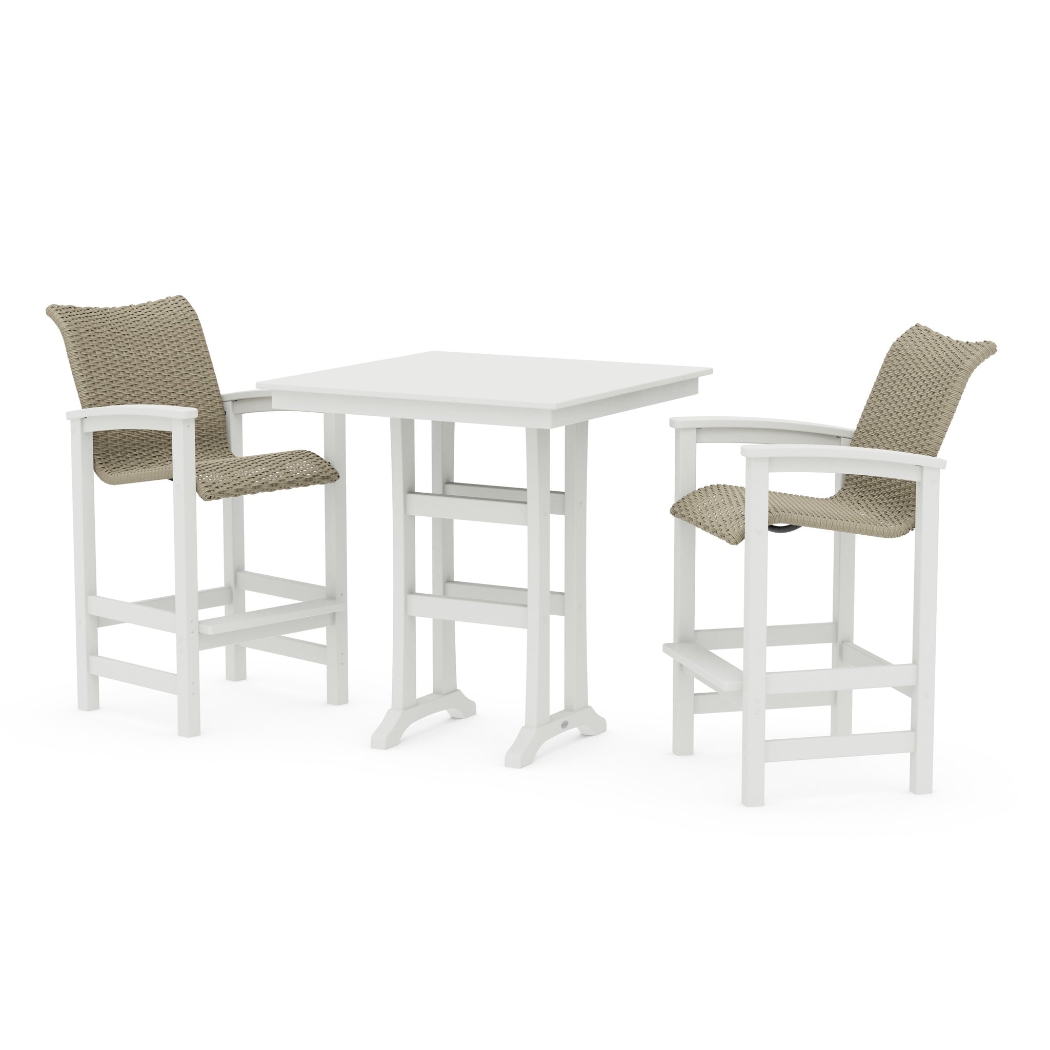 Coastal Woven 3-Piece Farmhouse Bar Set with Trestle Legs
